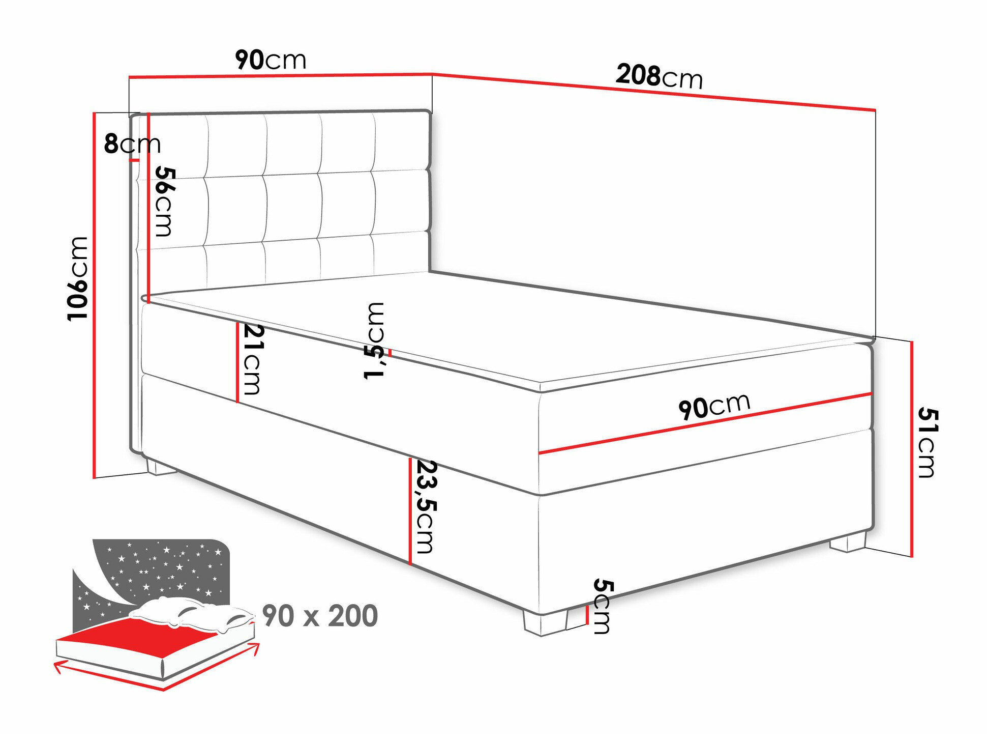Boxspring krevet Sanford 107 (Manila 02)