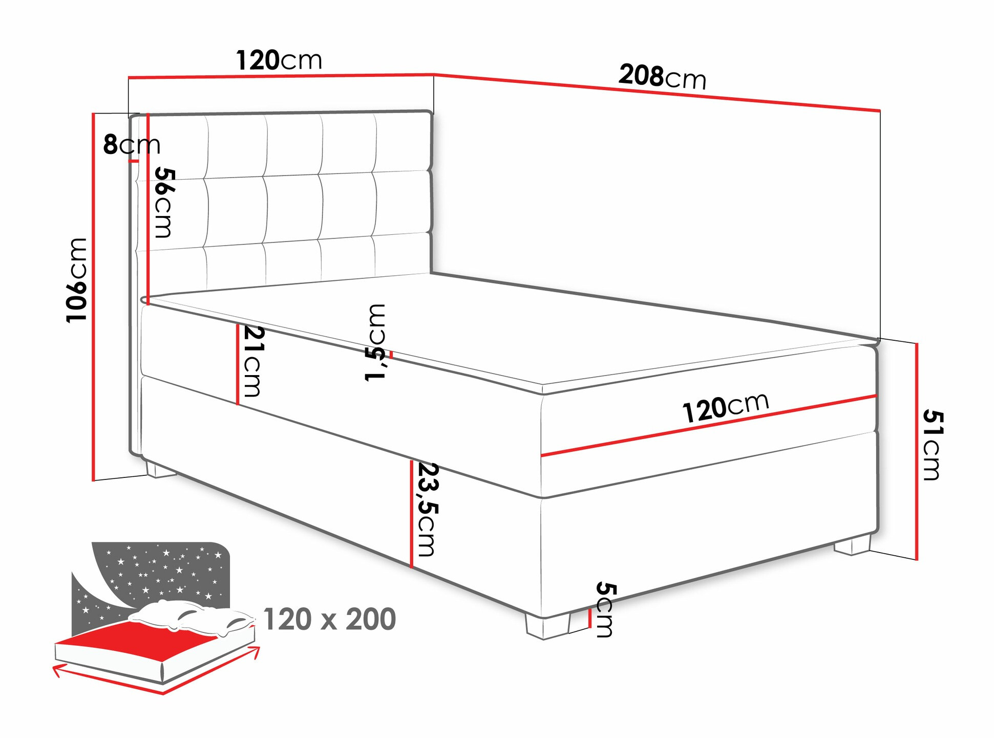 Boxspring krevet Sanford 107 (Manila 02)