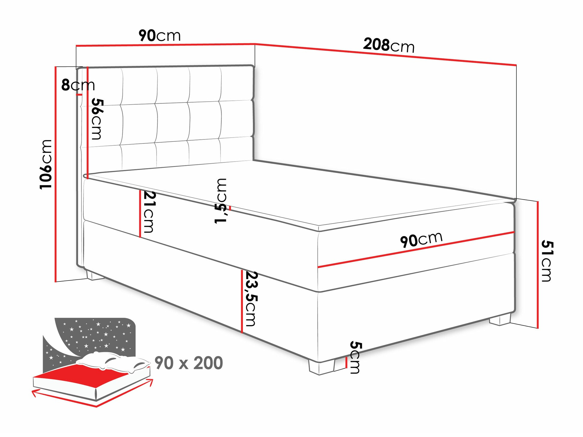 Boxspring krevet Sanford 107 (Manila 14)