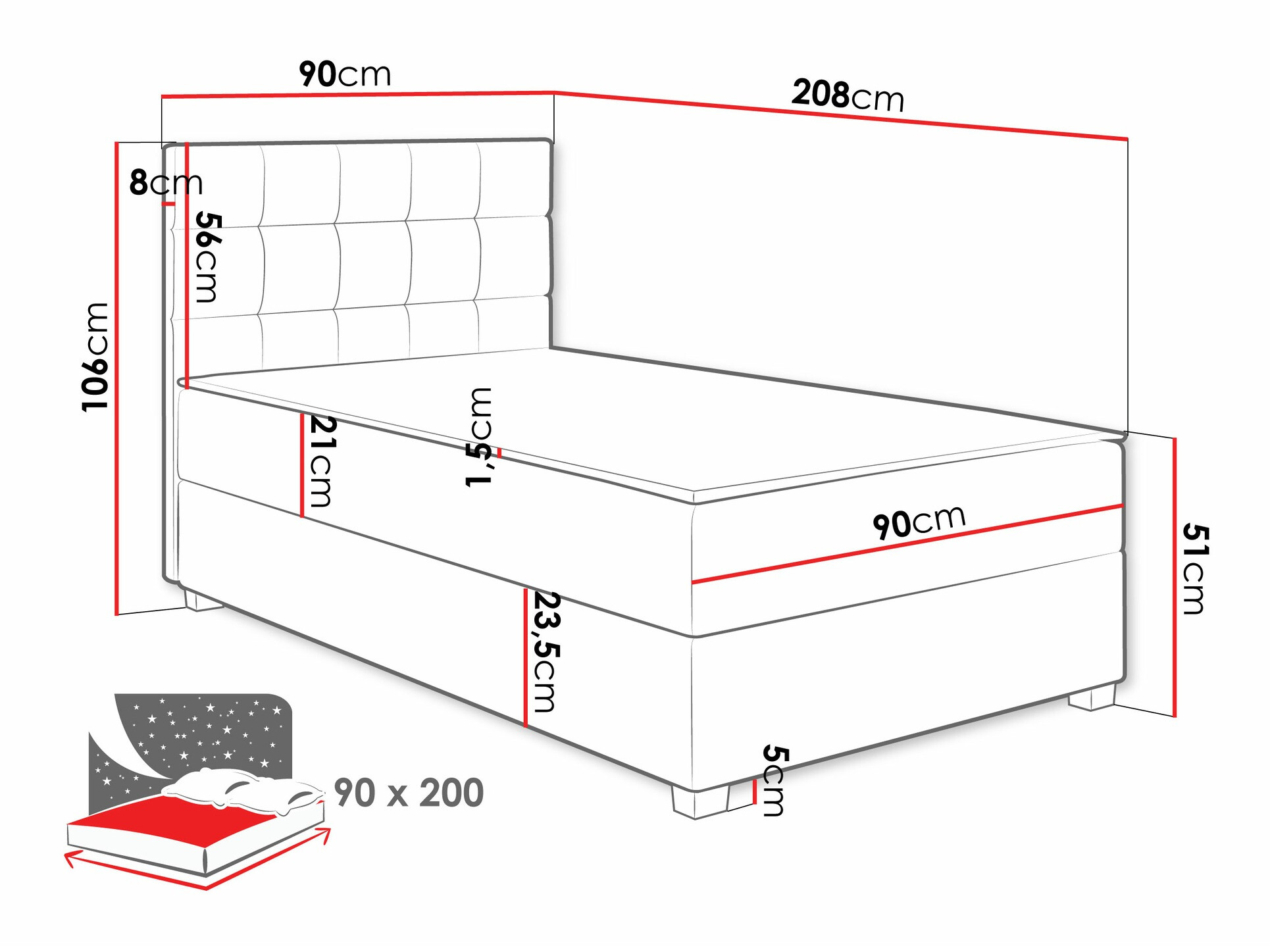Boxspring krevet Sanford 107 (Manila 16)