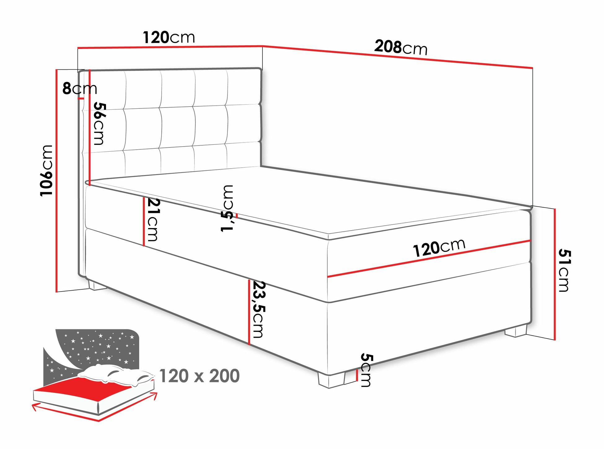 Boxspring krevet Sanford 107 (Manila 26)