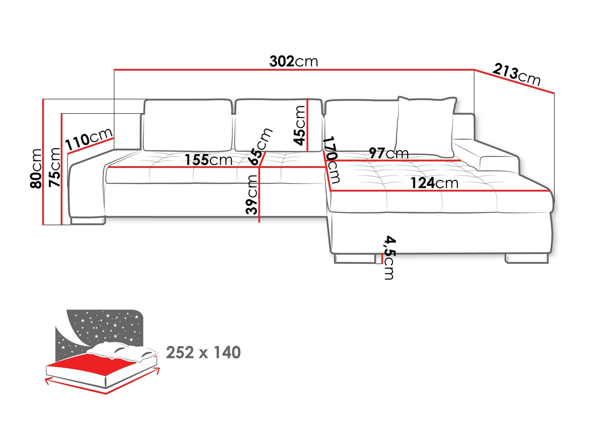 Ugaona sofa Comfivo 147 (Coral 45)