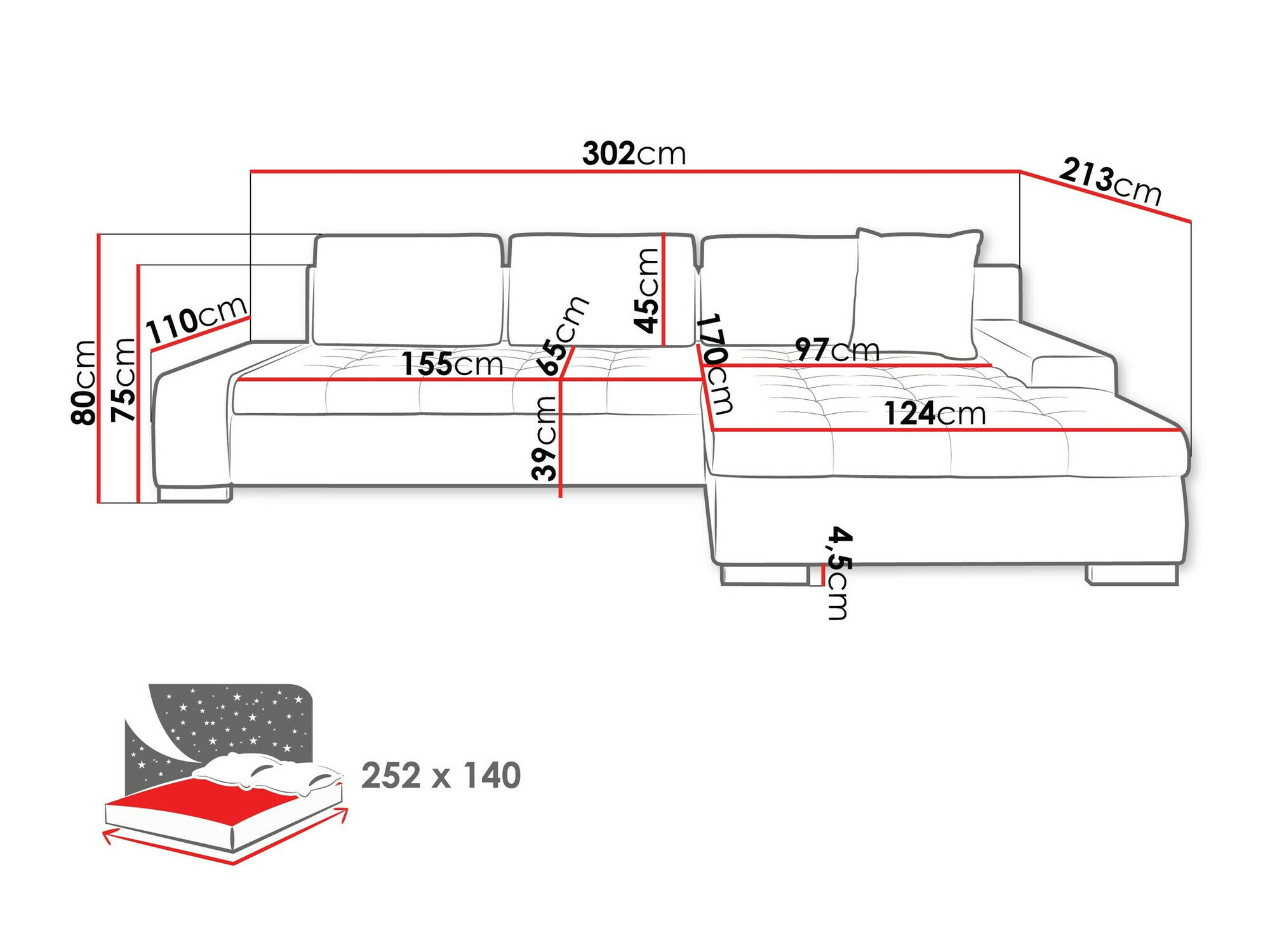 Ugaona sofa Comfivo 147 (Coral 70)