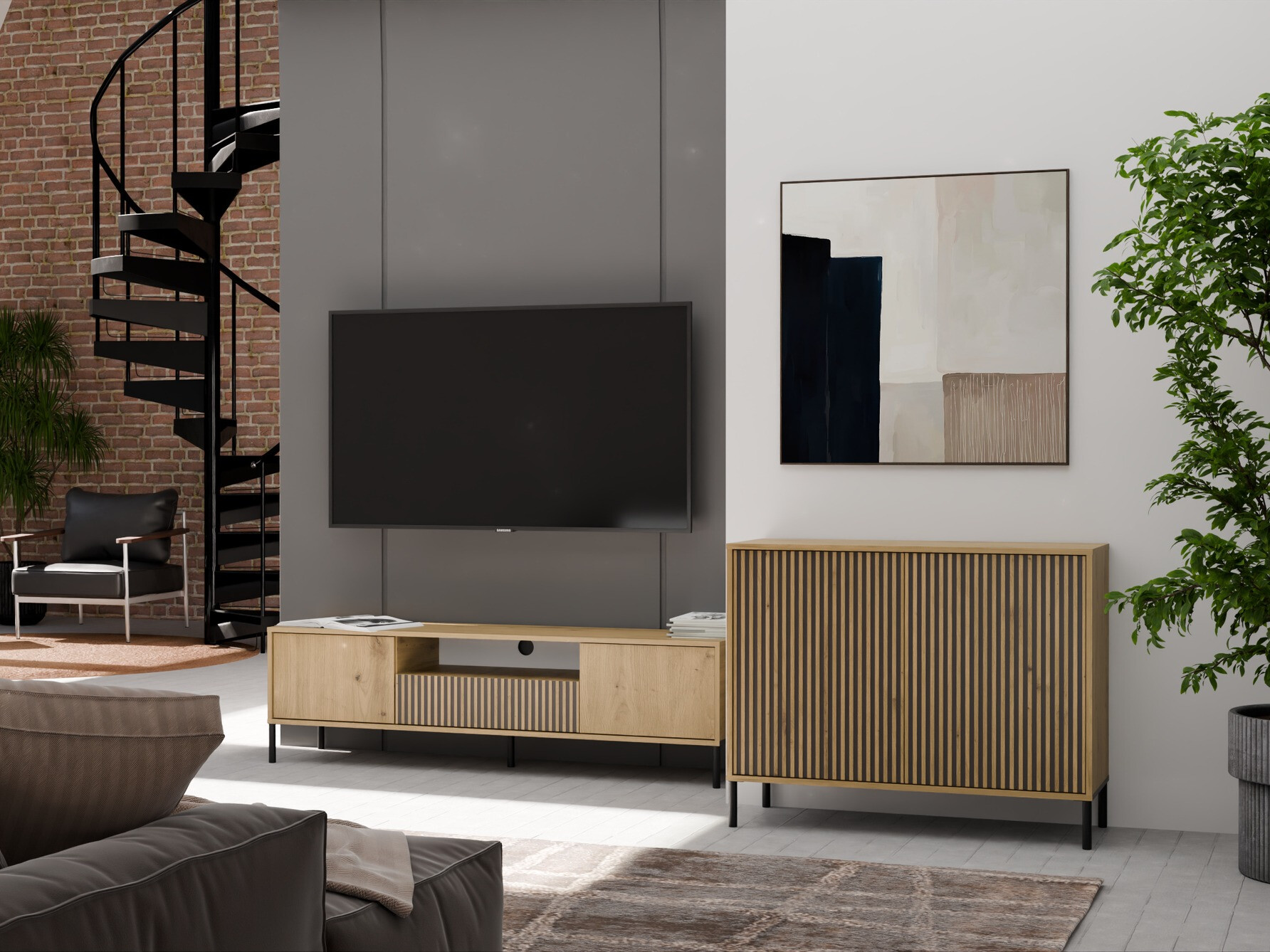 Ormarić Orlsone 108 (Crno + Artisan hrast)