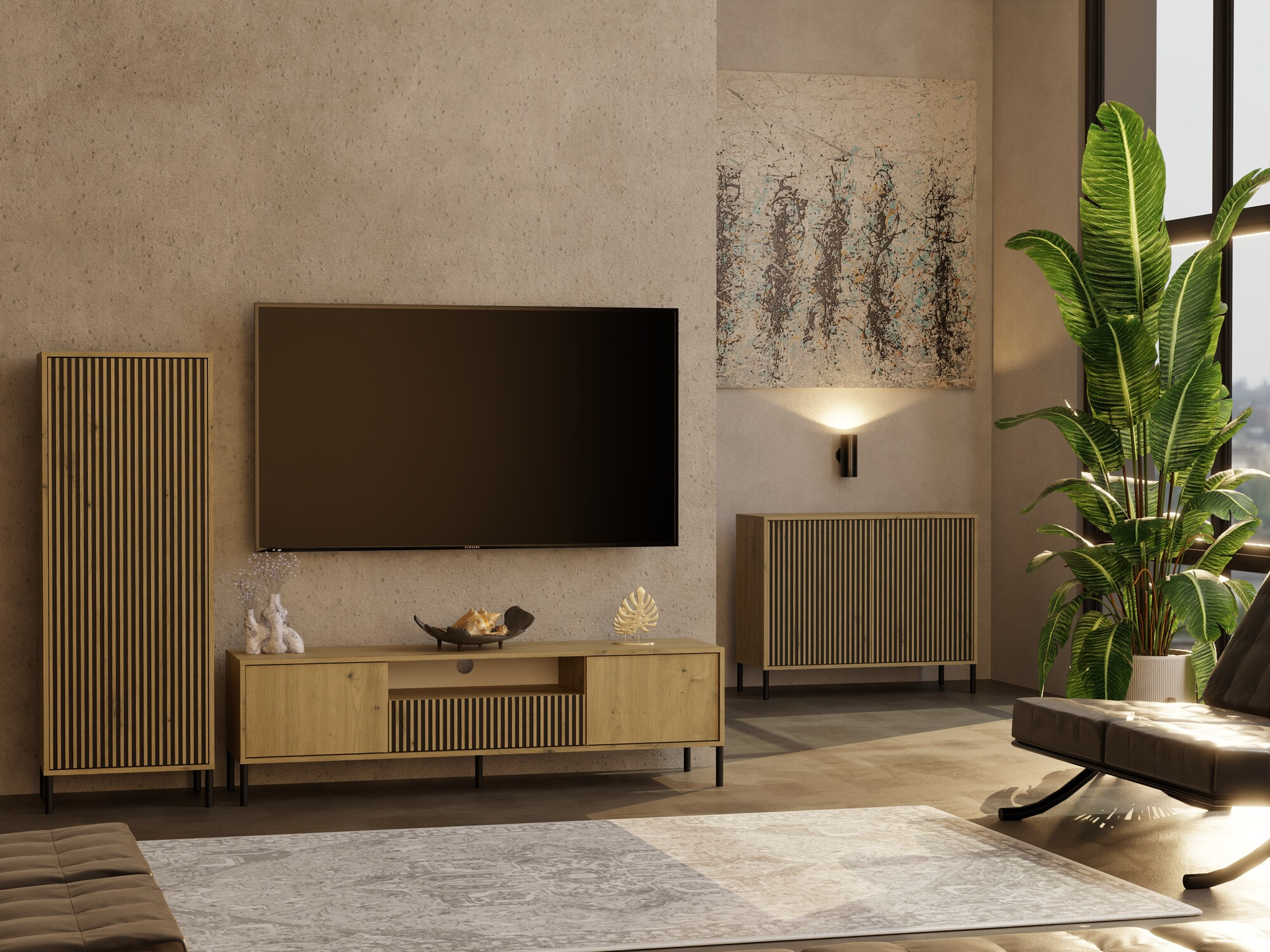 Ormarić Orlsone 108 (Crno + Zanatski hrast)