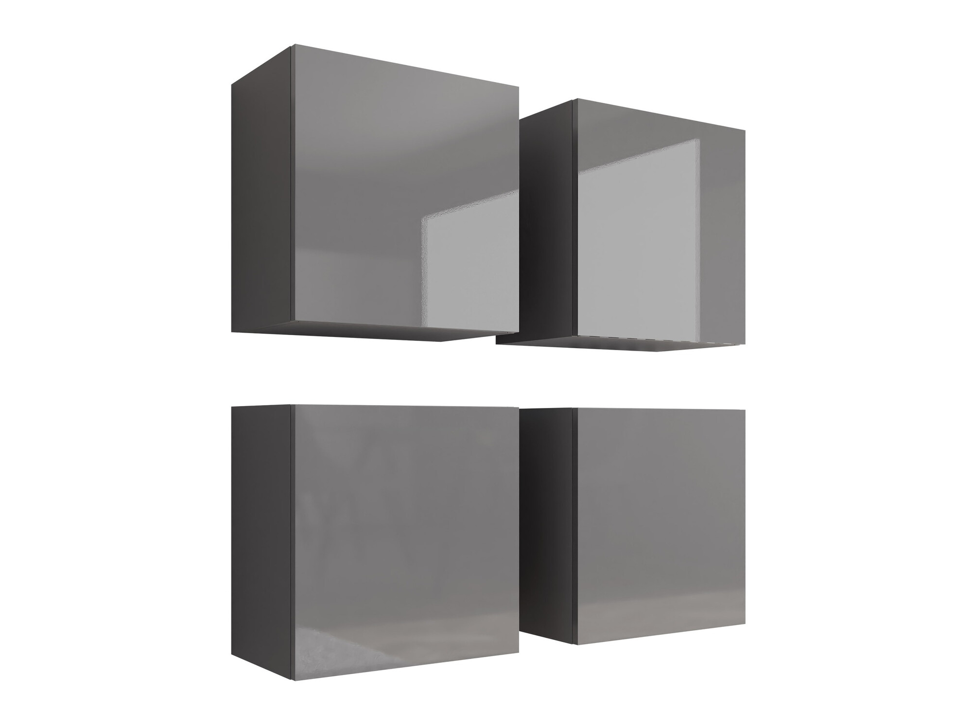 Set ormarića Venenou 143 (Sivo + Sjaj siva)