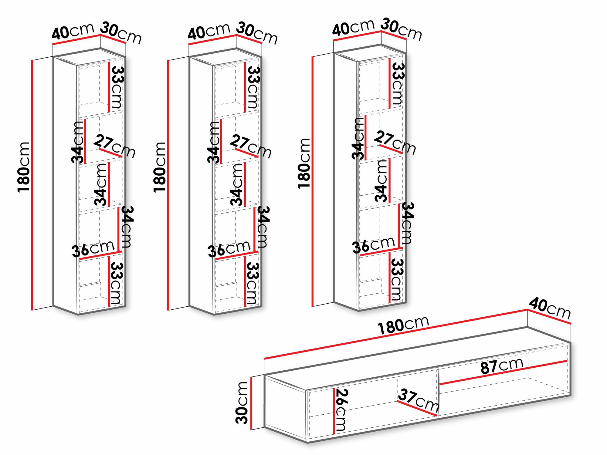 Set za dnevnu sobu Venenou 100 (Crno + Вотан храст)