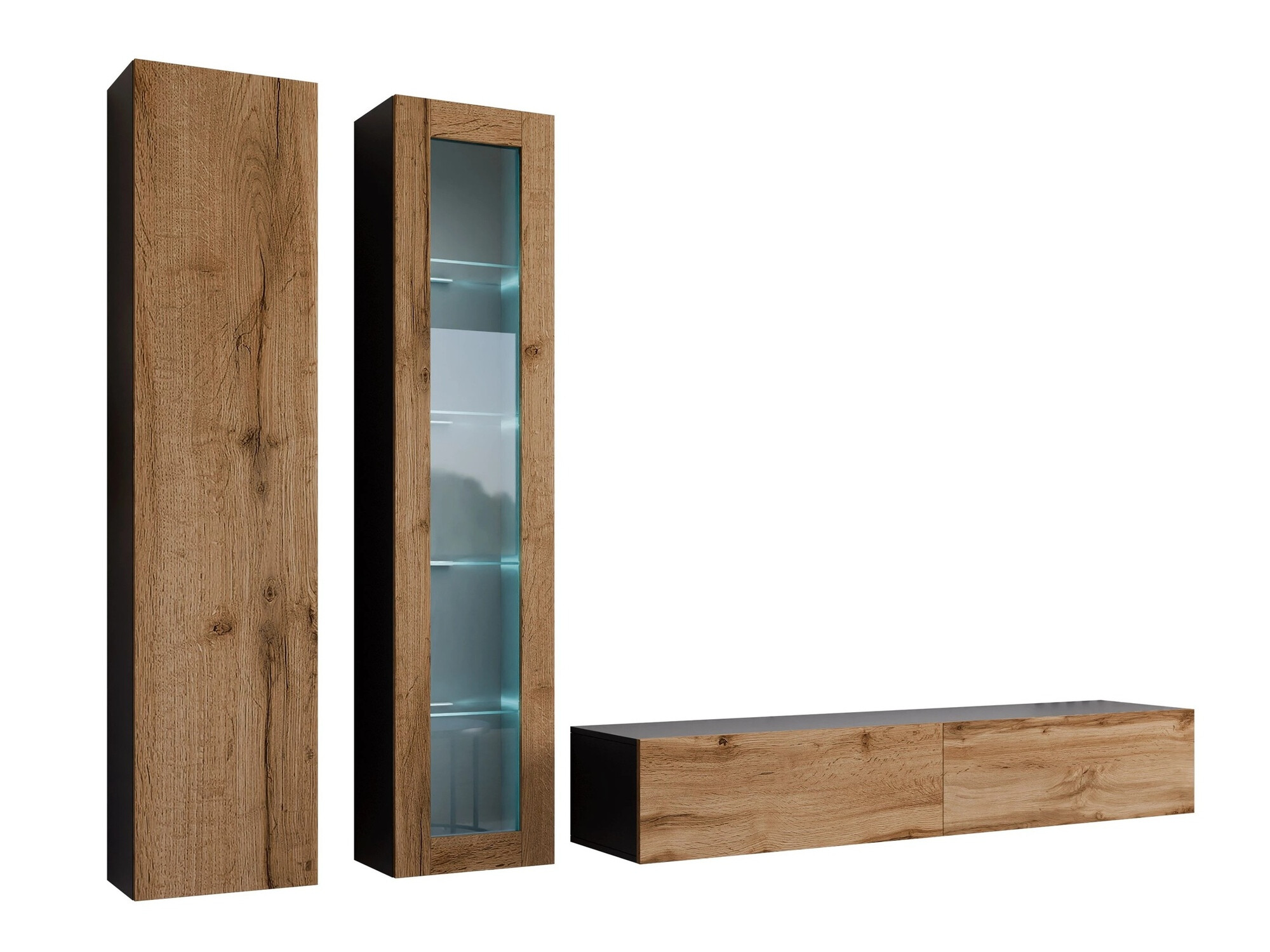 Set za dnevnu sobu Venenou 102 (Crno + Вотан храст)