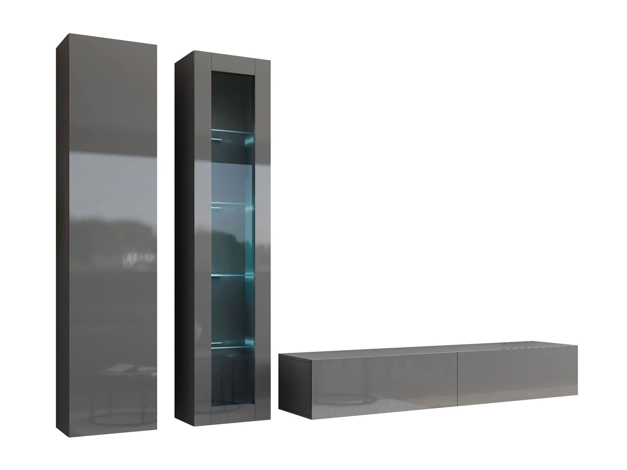 Set za dnevnu sobu Venenou 102 (Sivo + Sjaj siva)