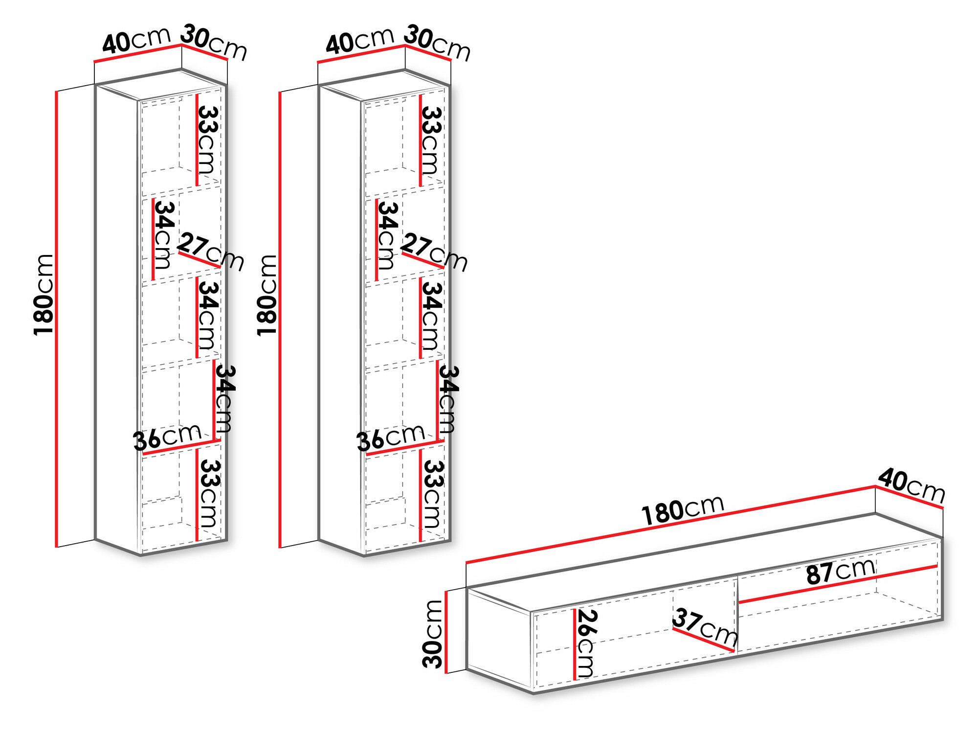 Set za dnevnu sobu Venenou 103 (Crno + Вотан храст)