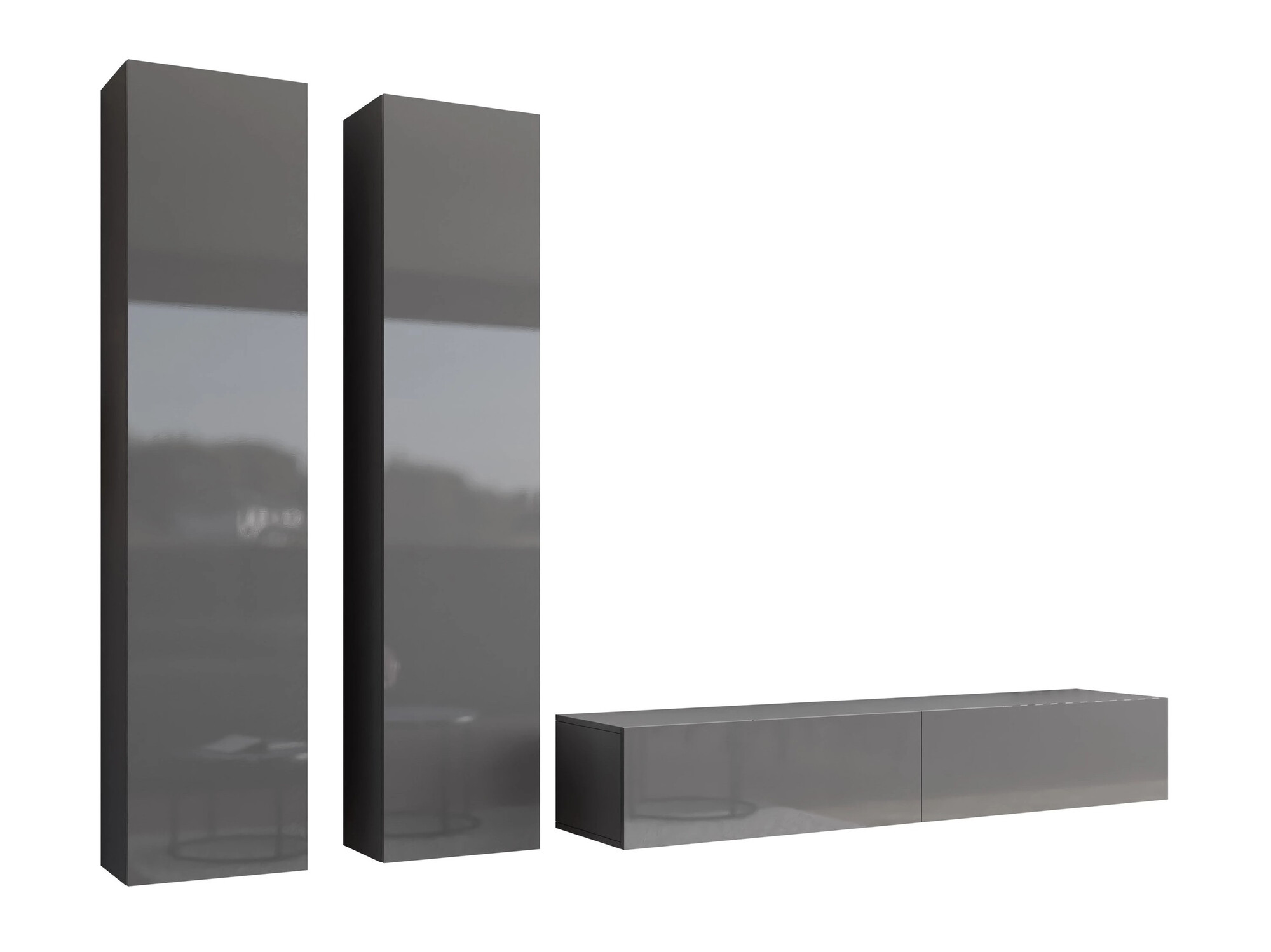 Set za dnevnu sobu Venenou 103 (Sivo + Sjajna siva)