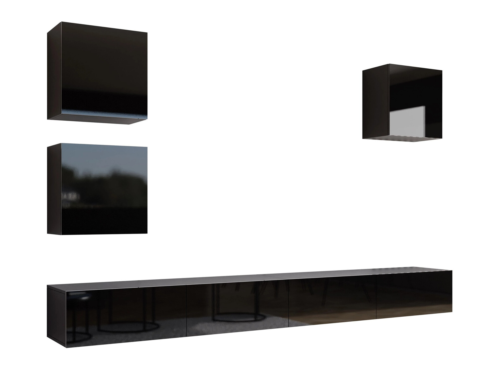 Set za dnevnu sobu Venenou 108 (Crno + Sjajno crna)