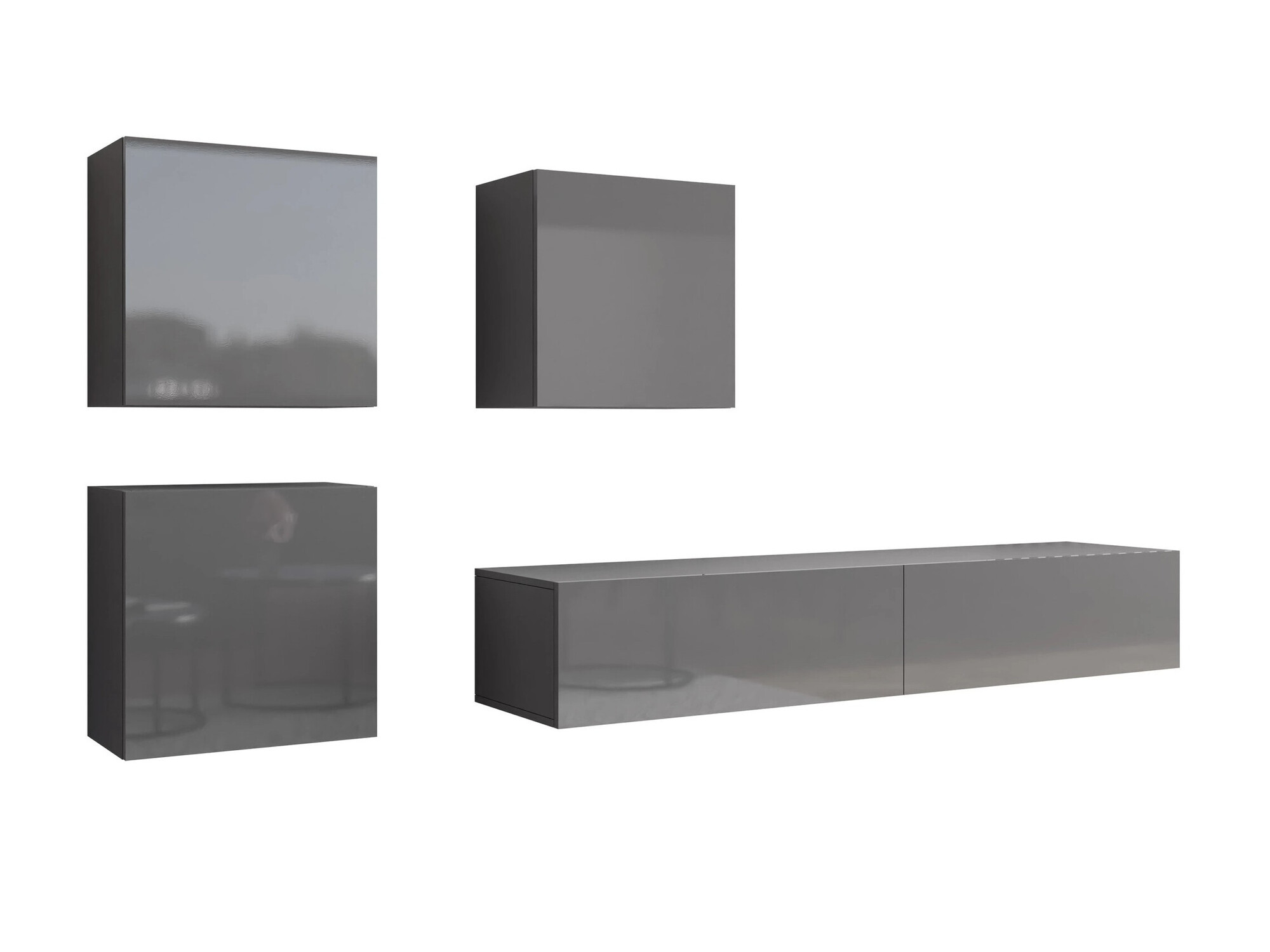 Set za dnevnu sobu Venenou 109 (Sivo + Sjaj siva)