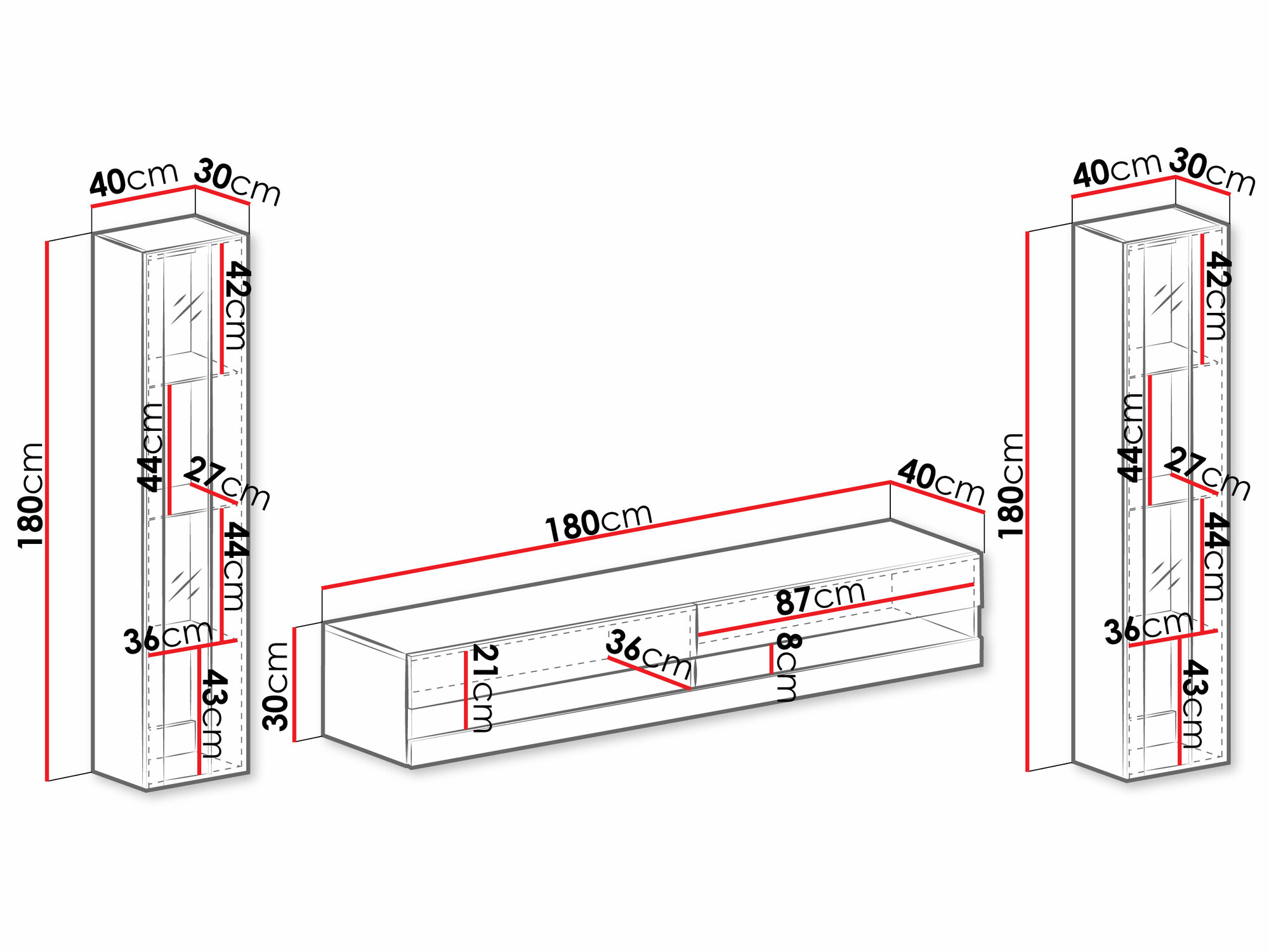 Set za dnevnu sobu Venenou 112 (Belo + Sjajno belo)