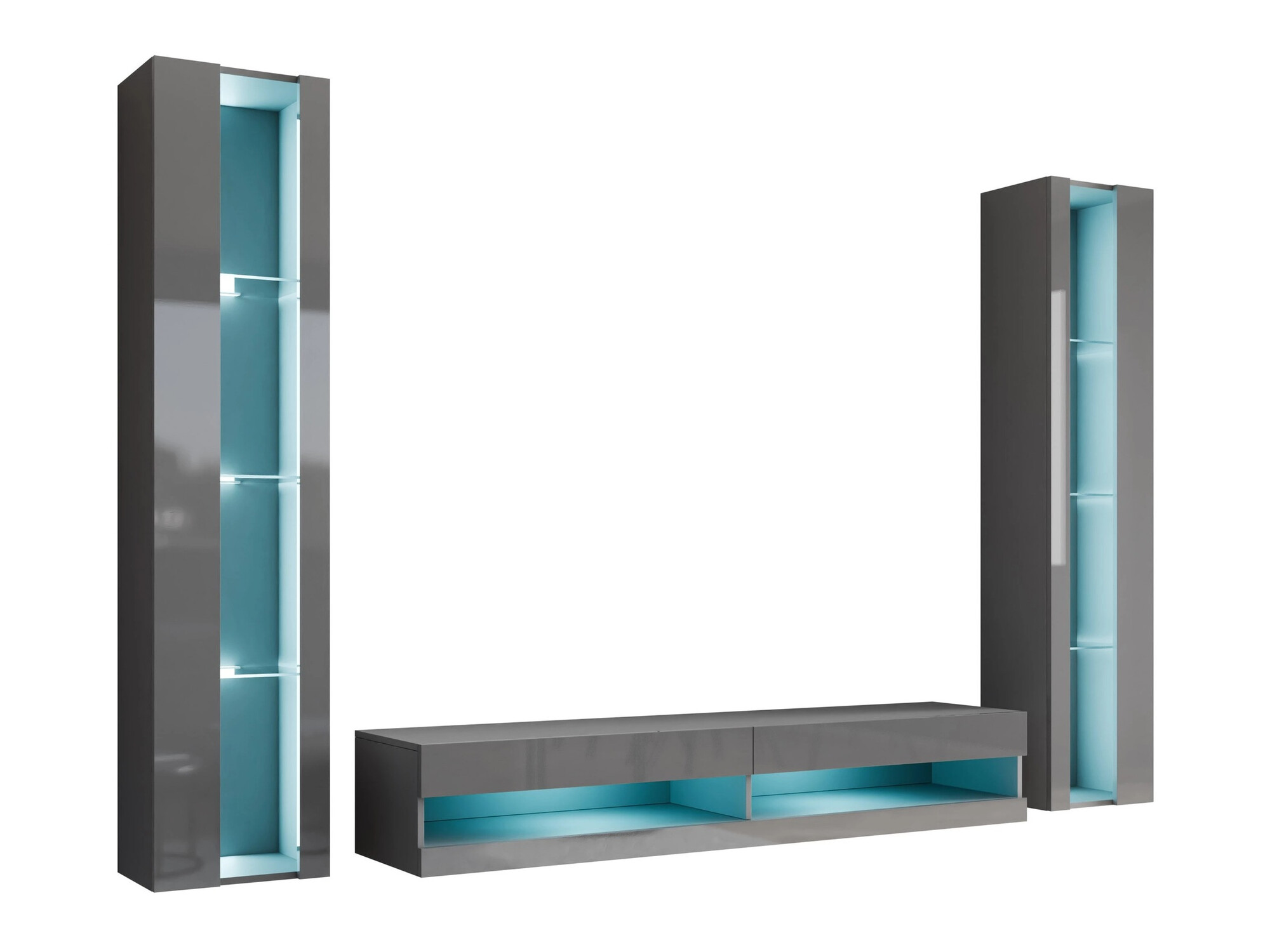 Set za dnevnu sobu Venenou 112 (Sivo + Sjaj siva)