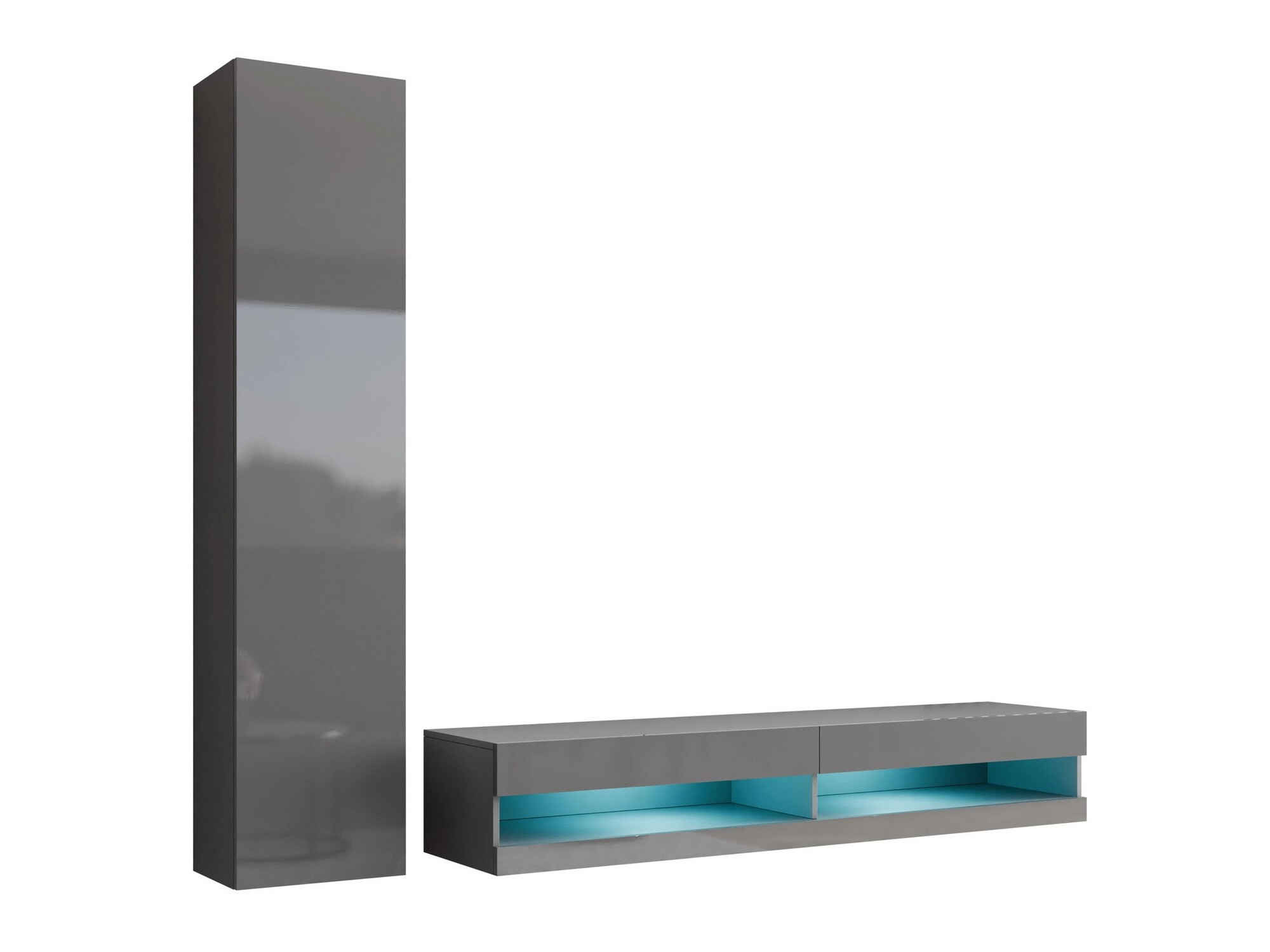 Set za dnevnu sobu Venenou 114 (Sivo + Sjaj siva)