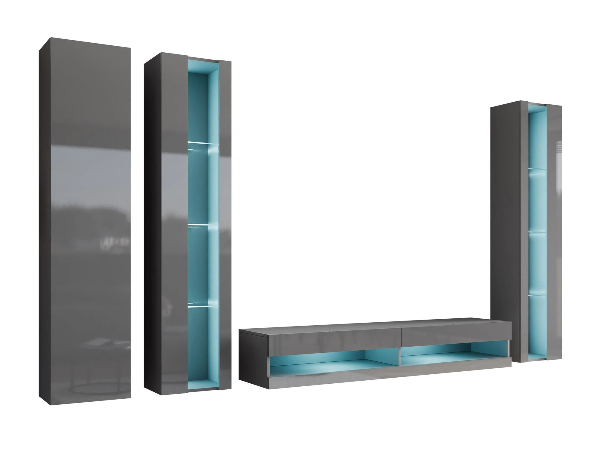 Set za dnevnu sobu Venenou 116 (Sivo + Sjaj siva)