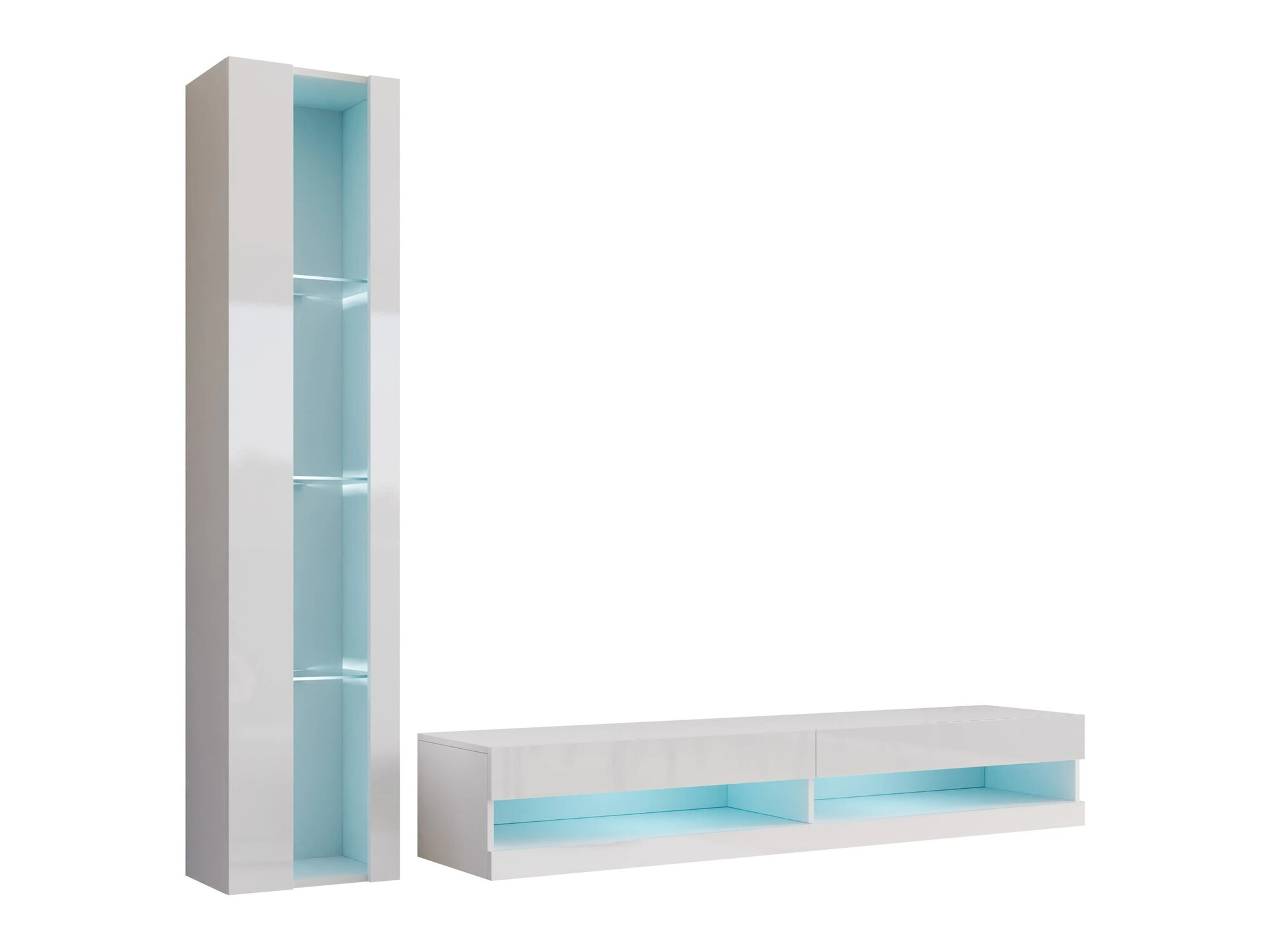 Set za dnevnu sobu Venenou 118 (Belo + Sjajno belo)