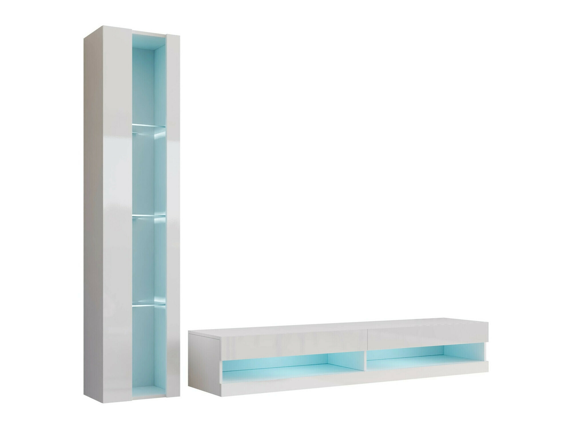 Set za dnevnu sobu Venenou 118 (Belo + Sjajno belo)