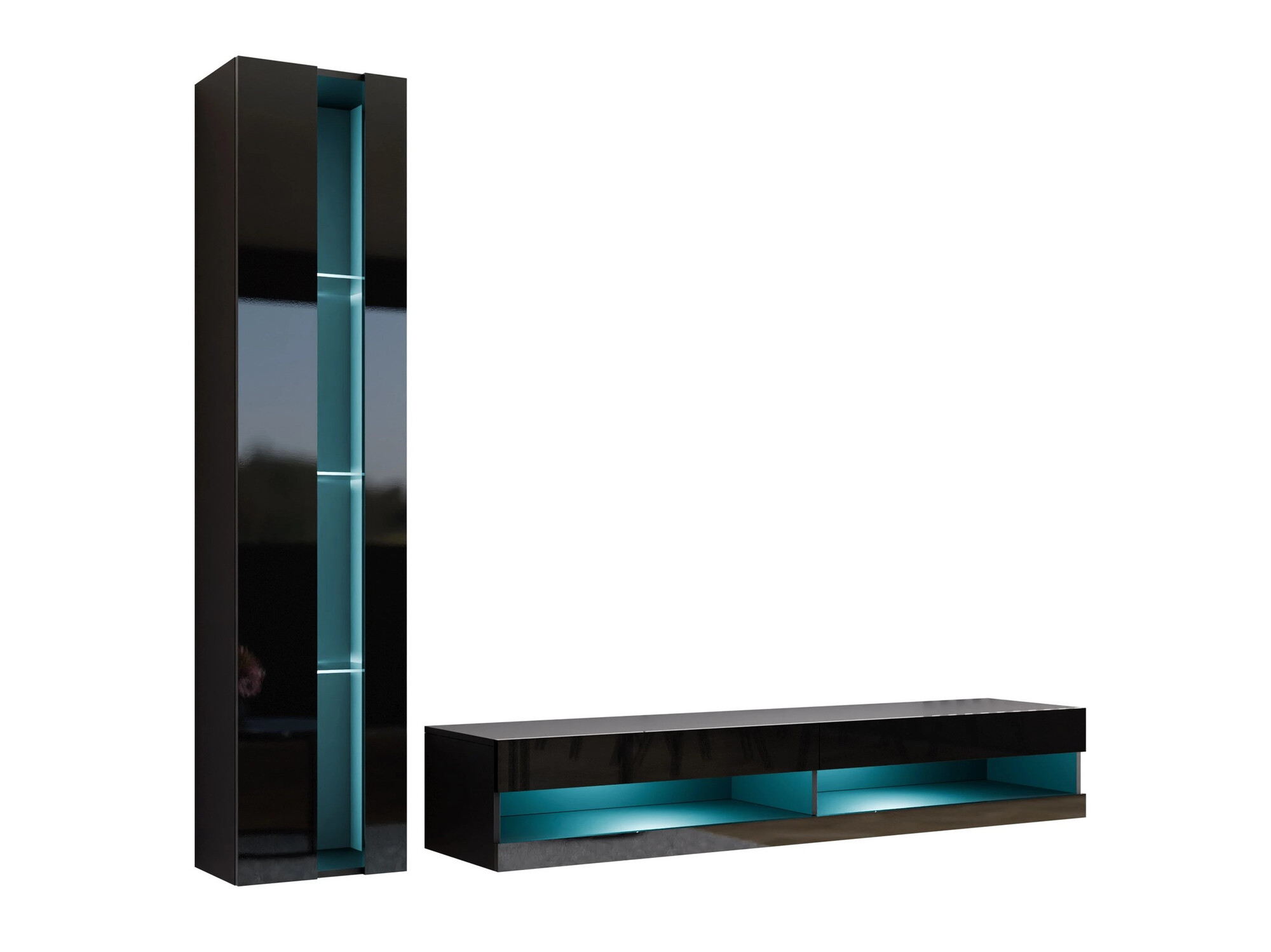 Set za dnevnu sobu Venenou 118 (Crno + Crna visoki sjaj)