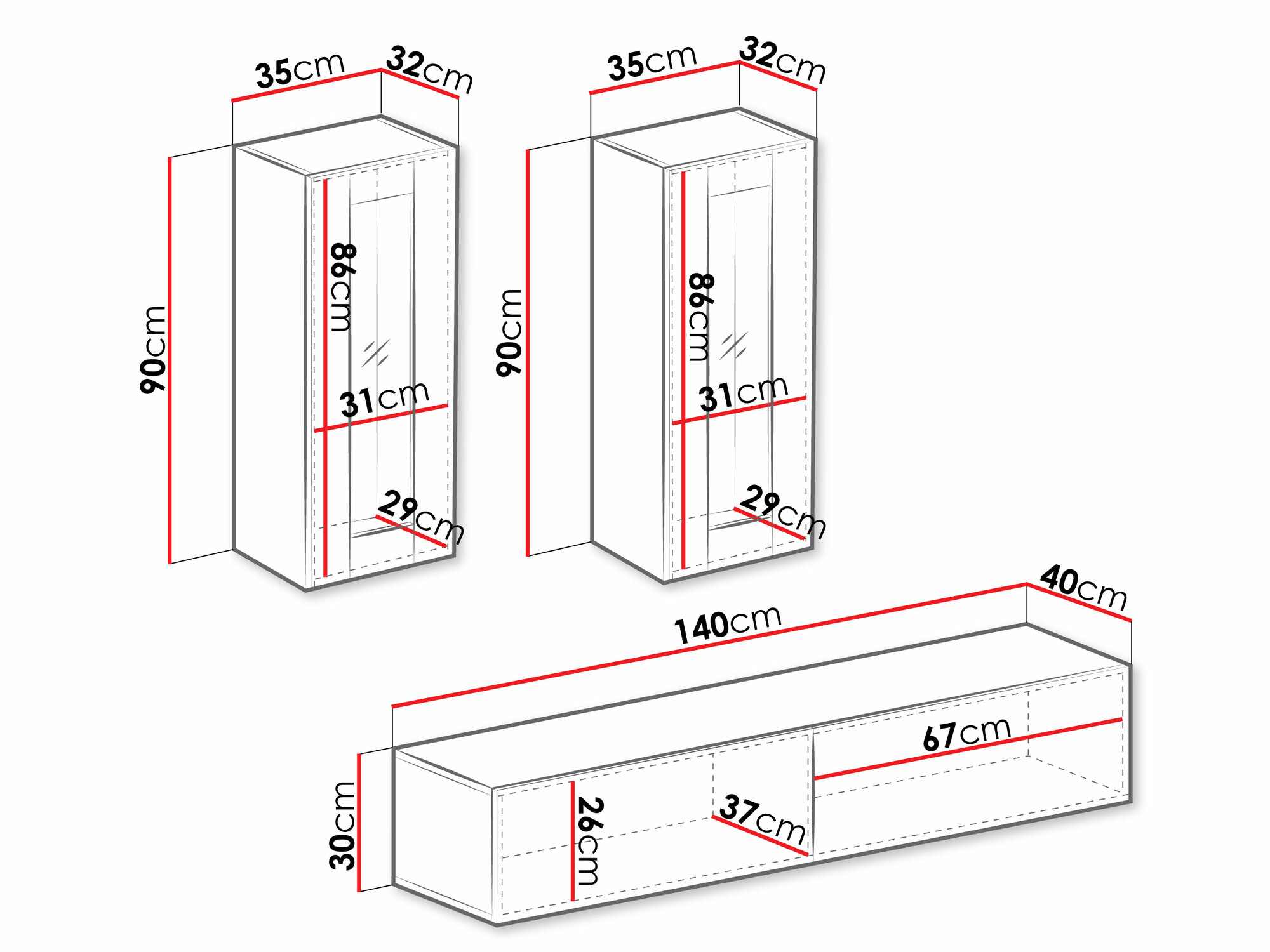 Set za dnevnu sobu Venenou 139 (Belo + Sjajno belo)
