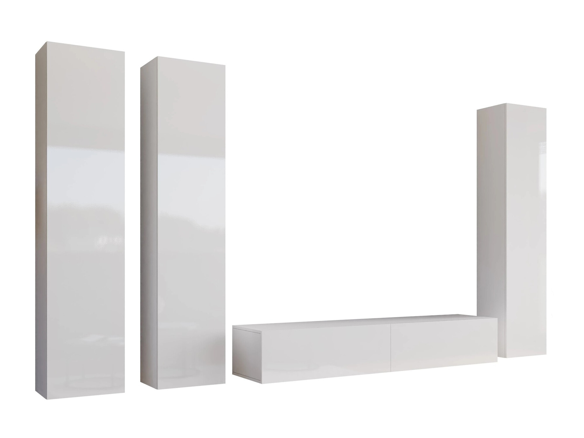 Set za dnevnu sobu Vilrin (Belo + Sjajno belo)