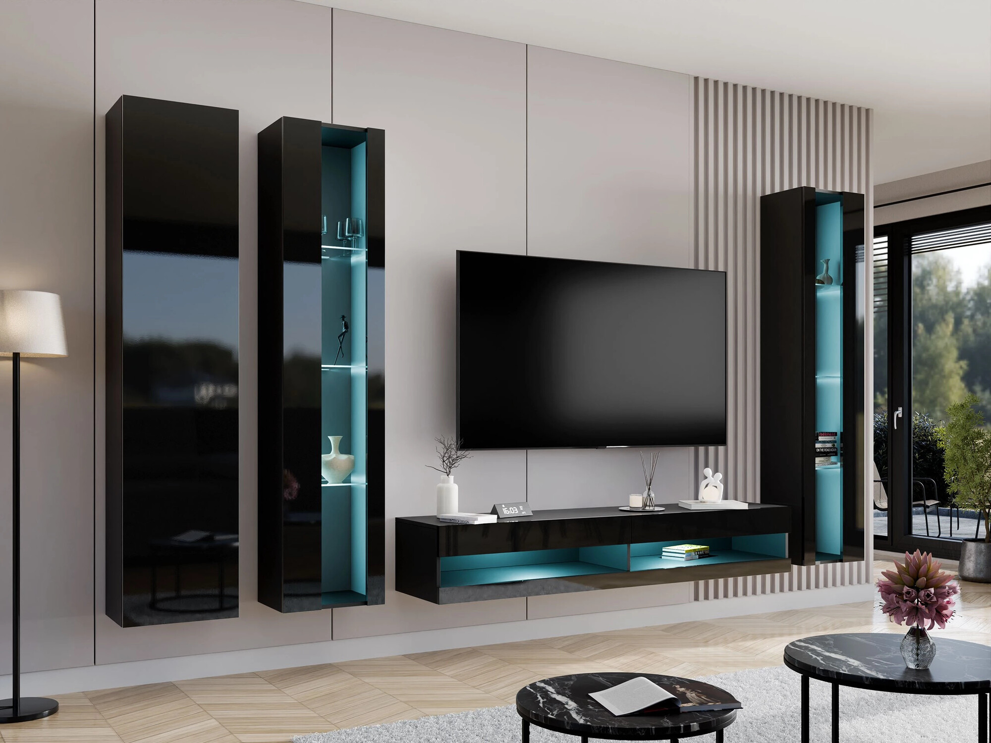 TV sto Venenou 120 (Crno + Crna visoki sjaj)