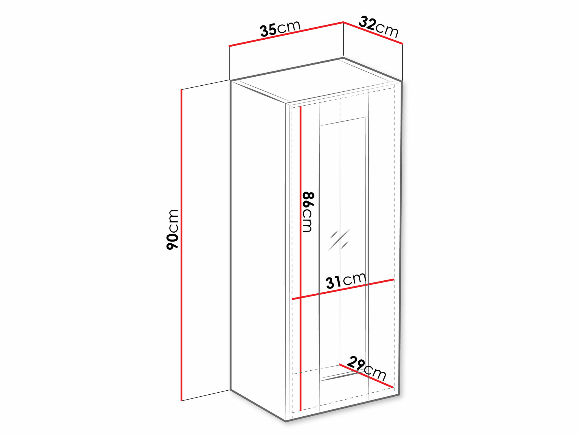 Zidni ormarić Venenou 132 (Belo + Sjajno belo)