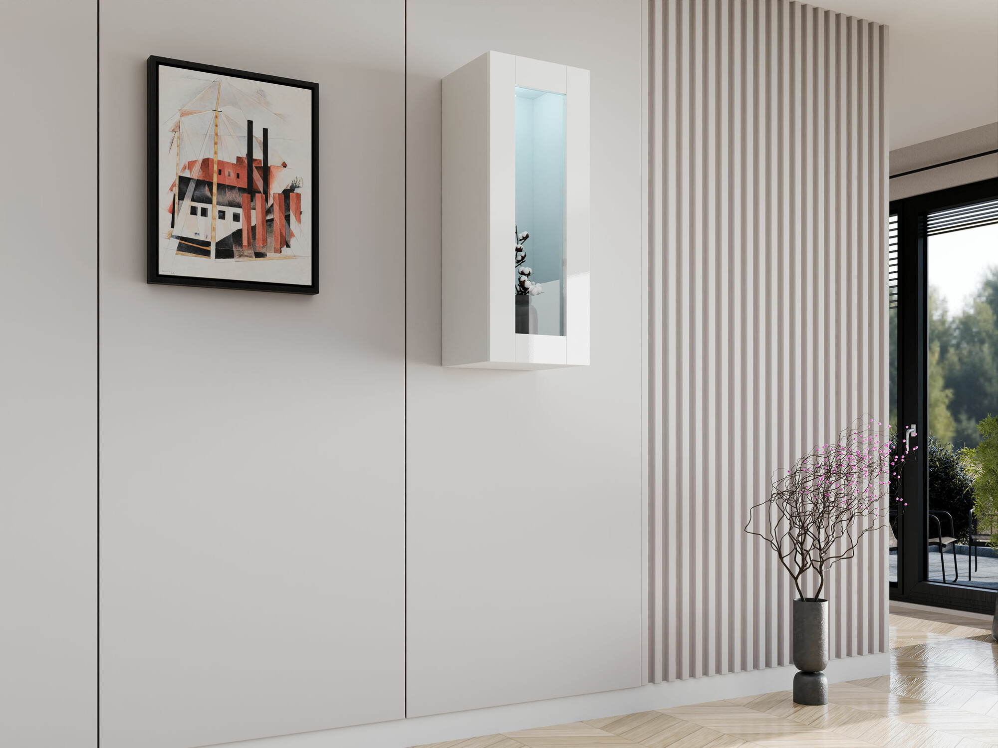 Zidni ormarić Venenou 132 (Belo + Sjajno belo)