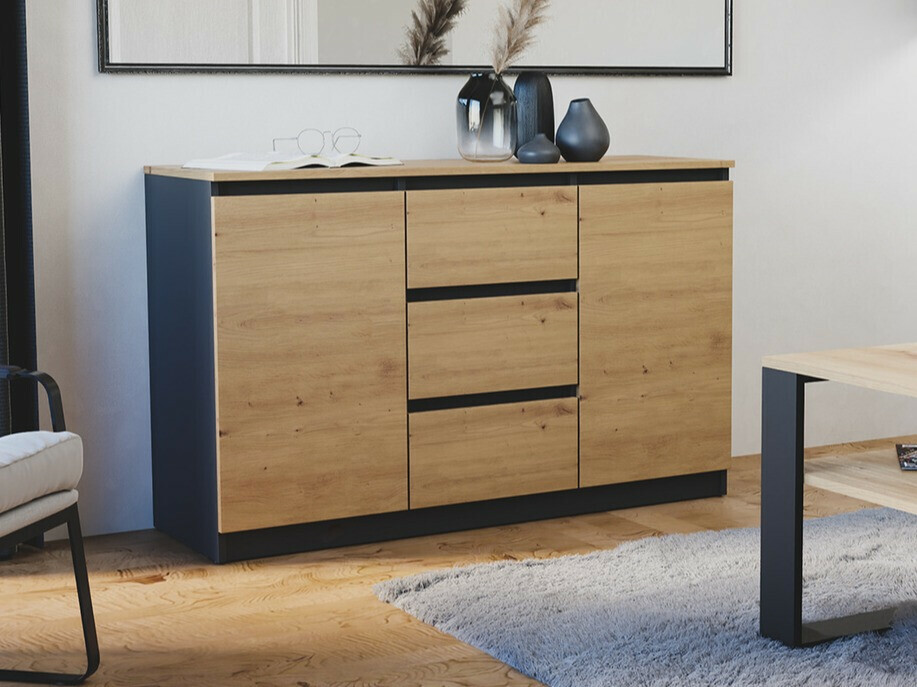 Komoda Elbvelu 112 (Zanatski hrast + Antricit (ugalj))