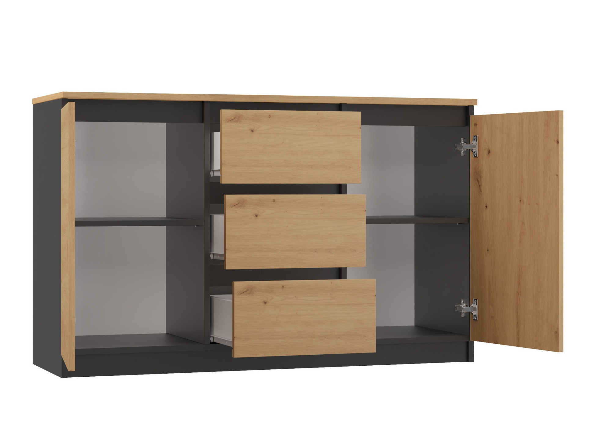 Komoda Elbvelu 112 (Zanatski hrast + Antricit (ugalj))