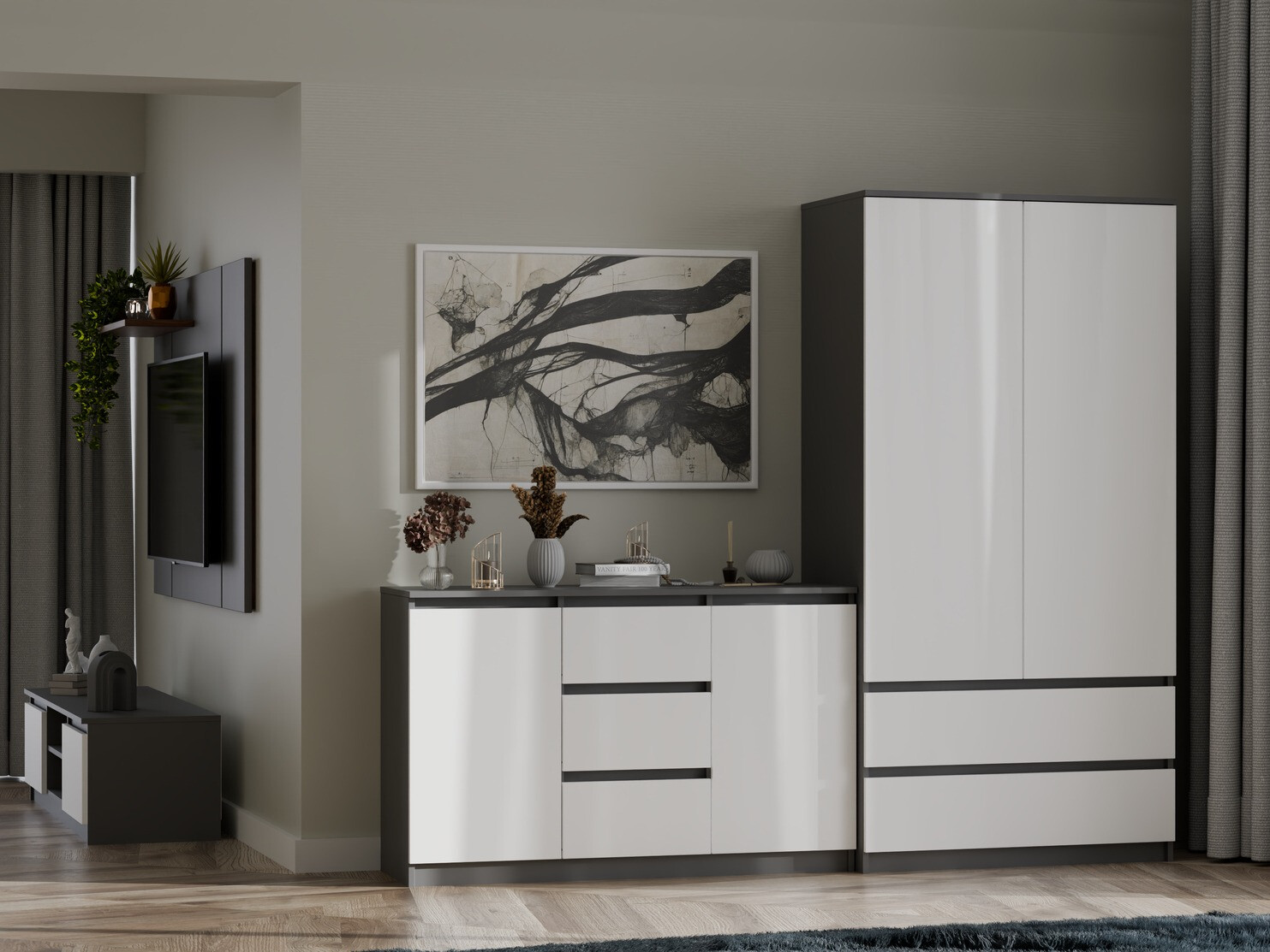 Ormar Elbvelu 116 (Belo + Antracit)