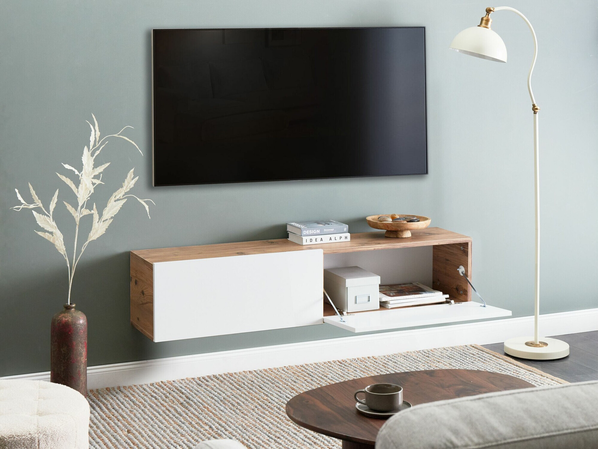 TV komoda Berwyn 2663 (Belo + Smeđa)