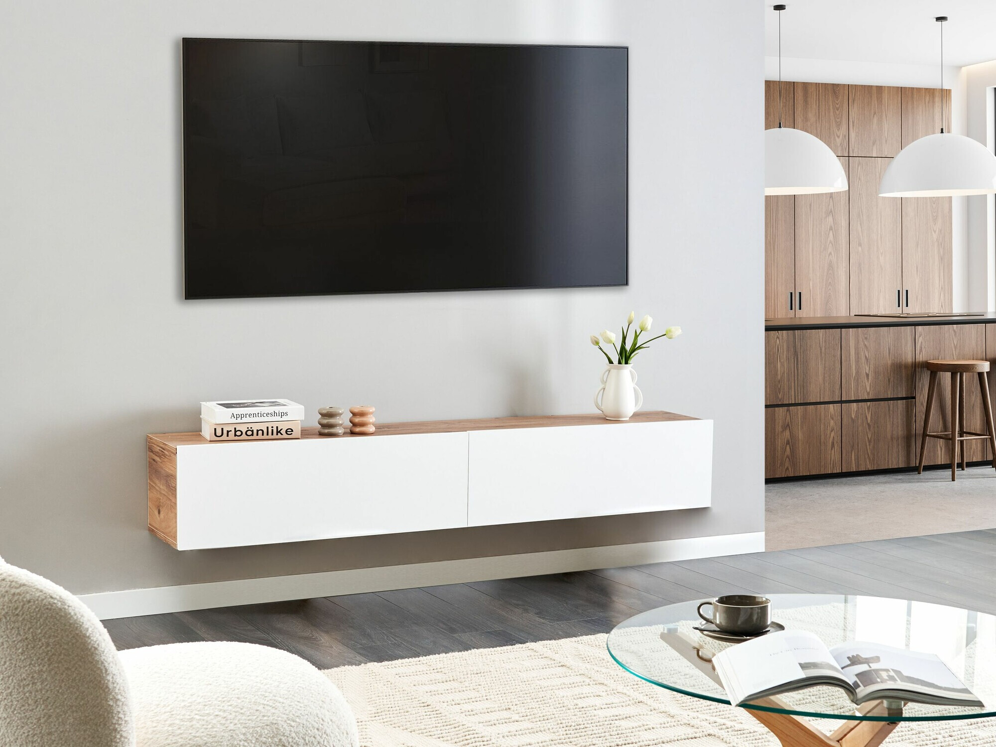 TV komoda Berwyn 2664 (Belo + Smeđa)