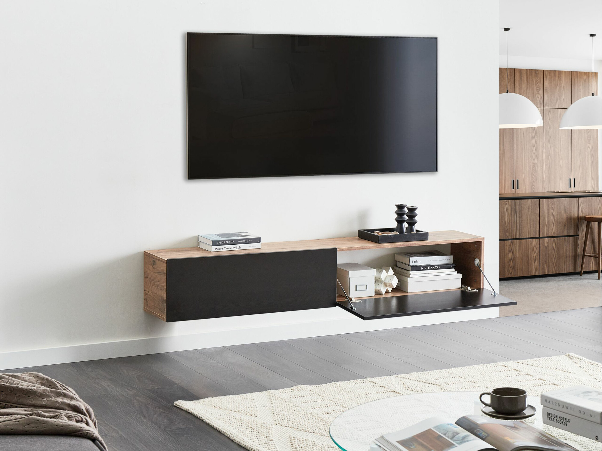 TV komoda Berwyn 2664 (Crno + Smeđa)