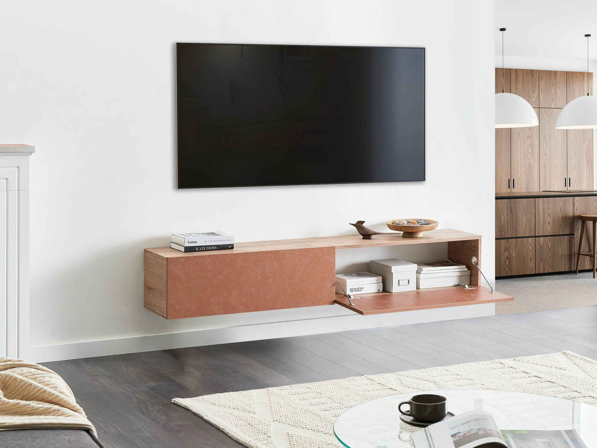 TV komoda Berwyn 2664 (Crvena + Smeđa)