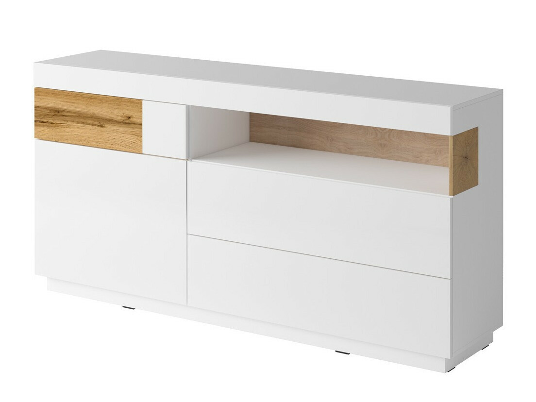 Komoda Livlore 107 (Belo + Sjajno belo + Hrast Votan)