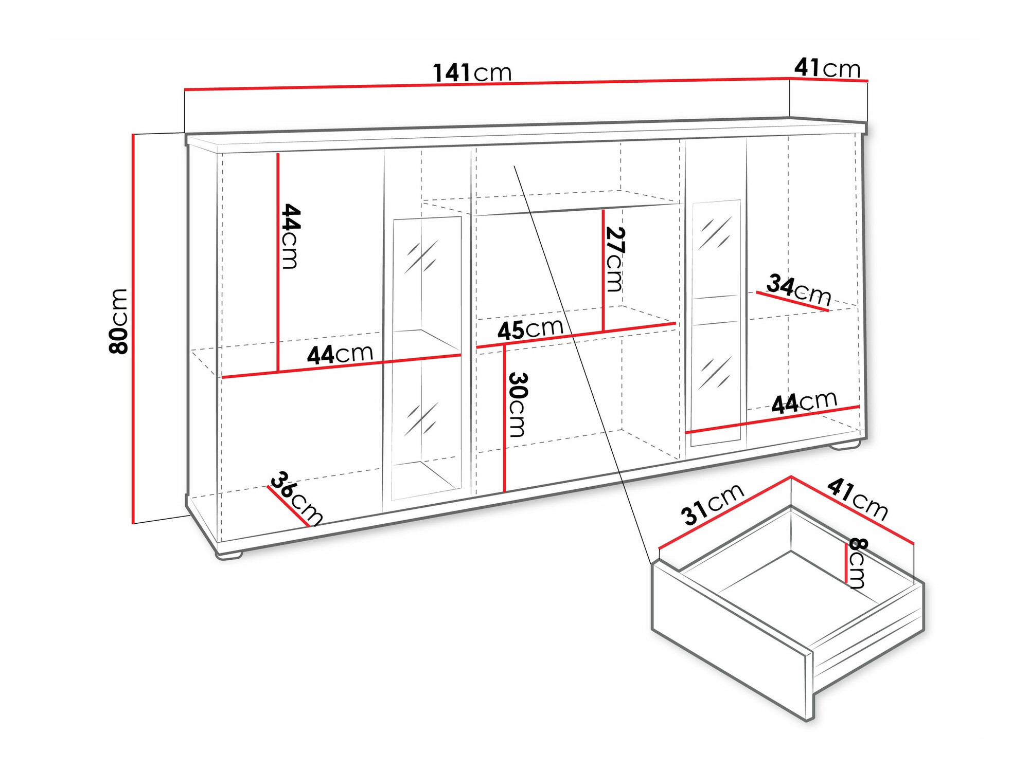 Komoda Tucson 114 (Artrisan hrast + Belo)