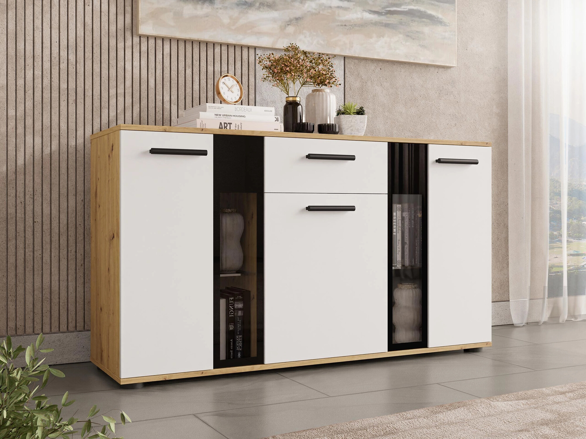 Komoda Tucson 114 (Artrisan hrast + Belo)