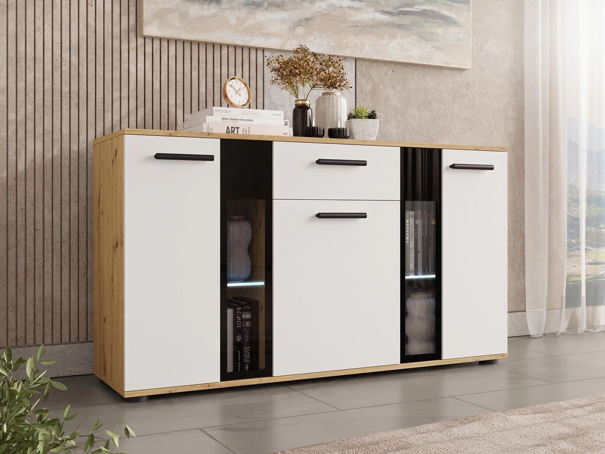 Komoda Tucson 114 (Artrisan hrast + Belo)