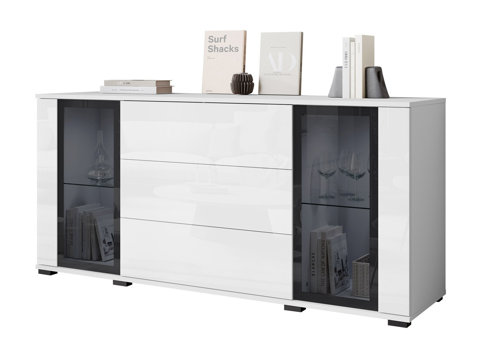 Komoda Torcame 101 (Belo + Sjajno belo)