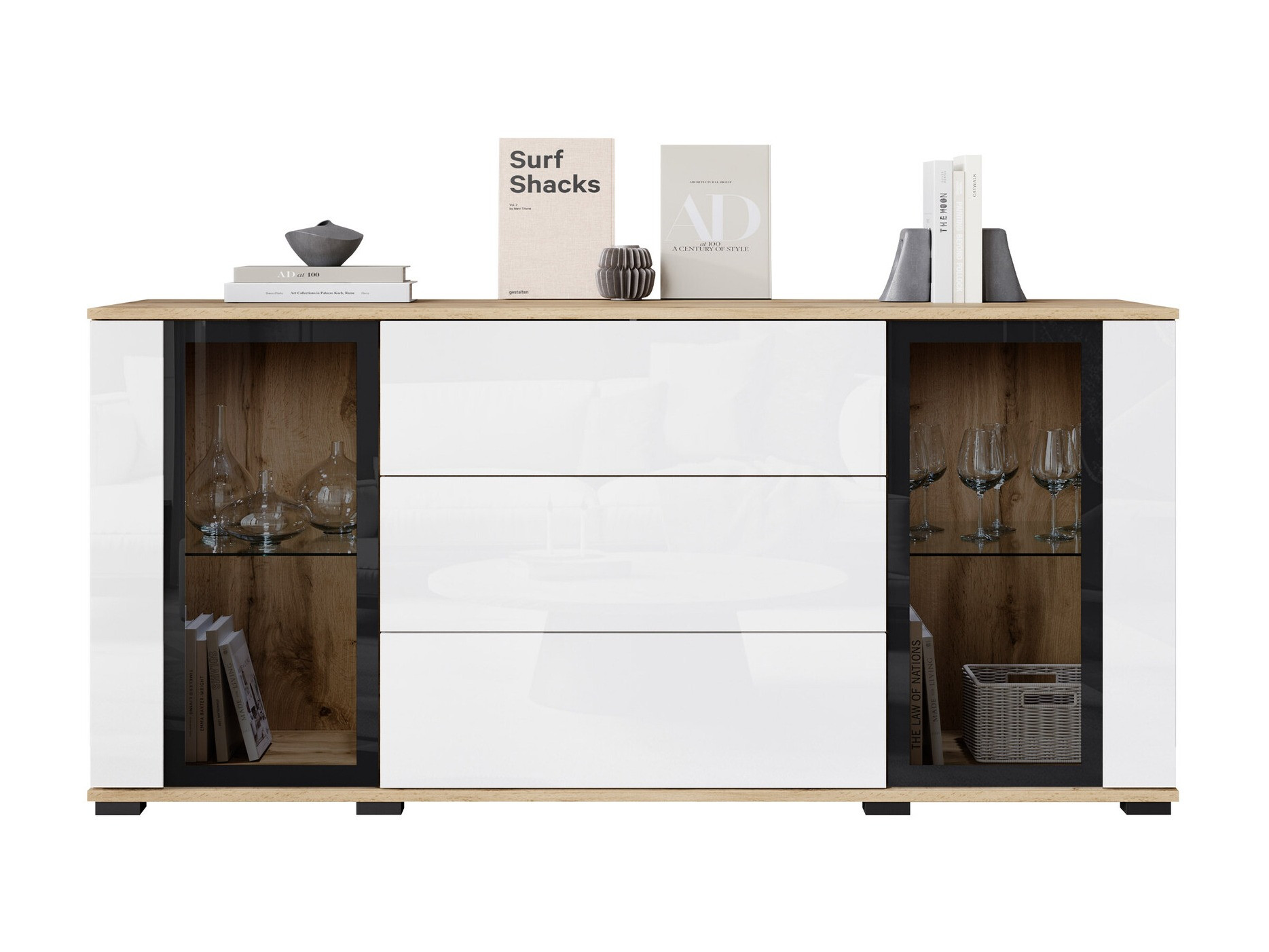 Komoda Torcame 101 (Belo + Sjajno belo)