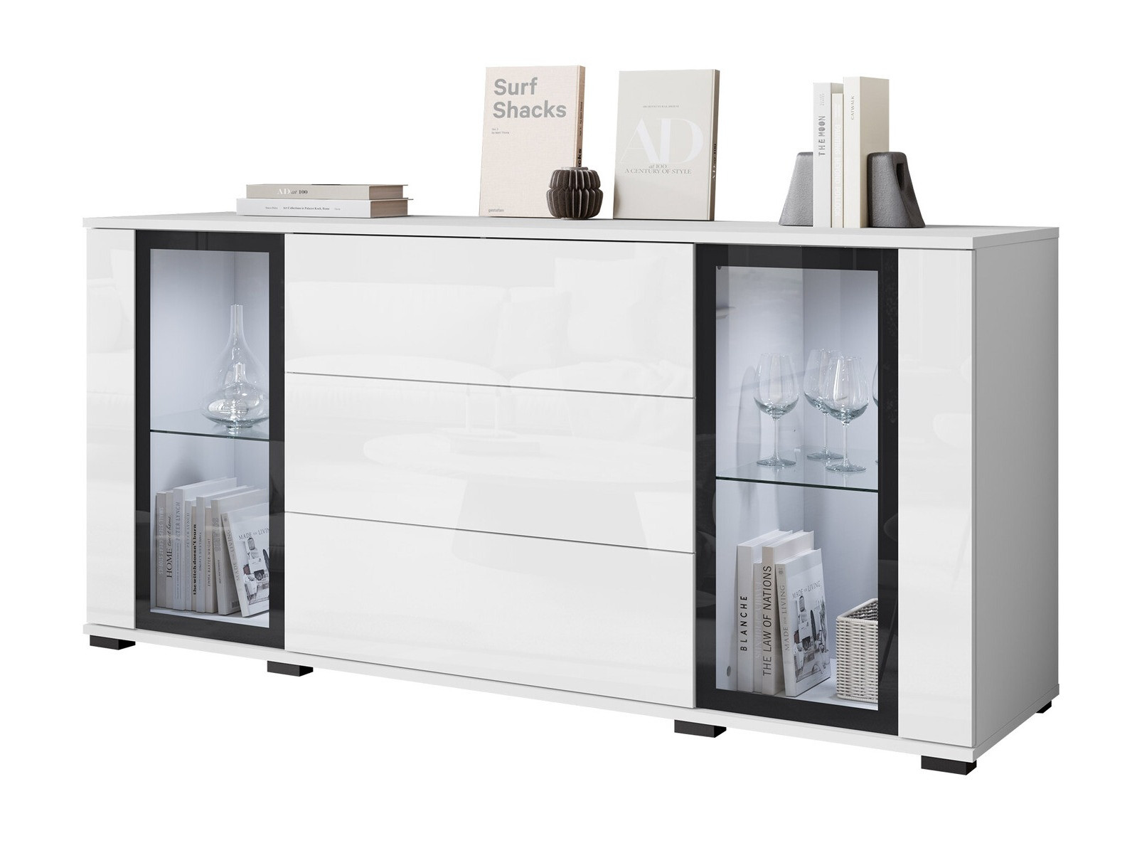 Komoda Torcame 101 (Belo + Sjajno belo)