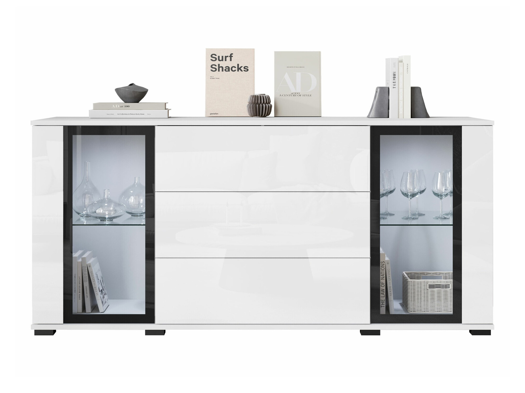 Komoda Torcame 101 (Belo + Sjajno belo)