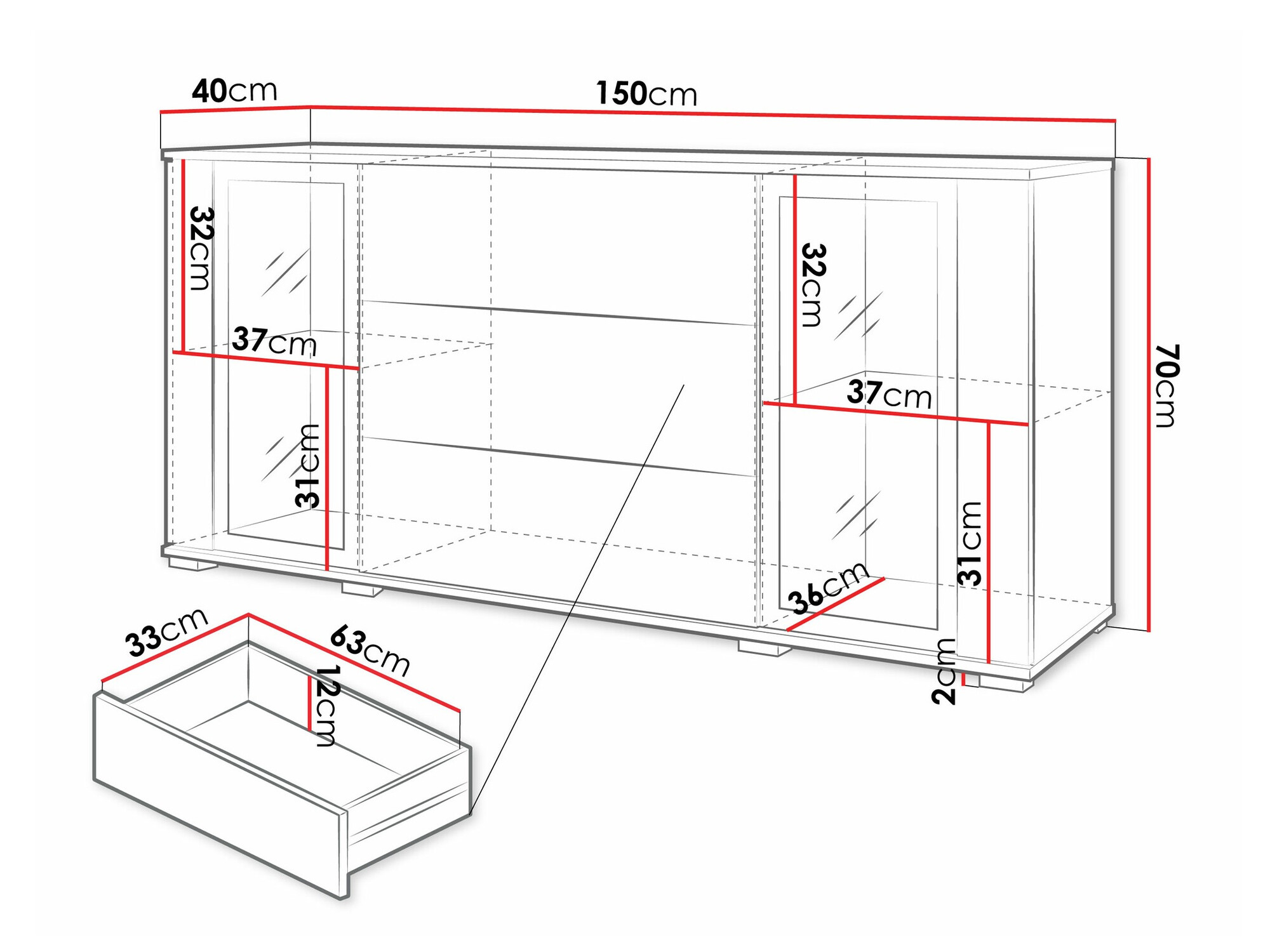 Komoda Torcame 101 (Crno)