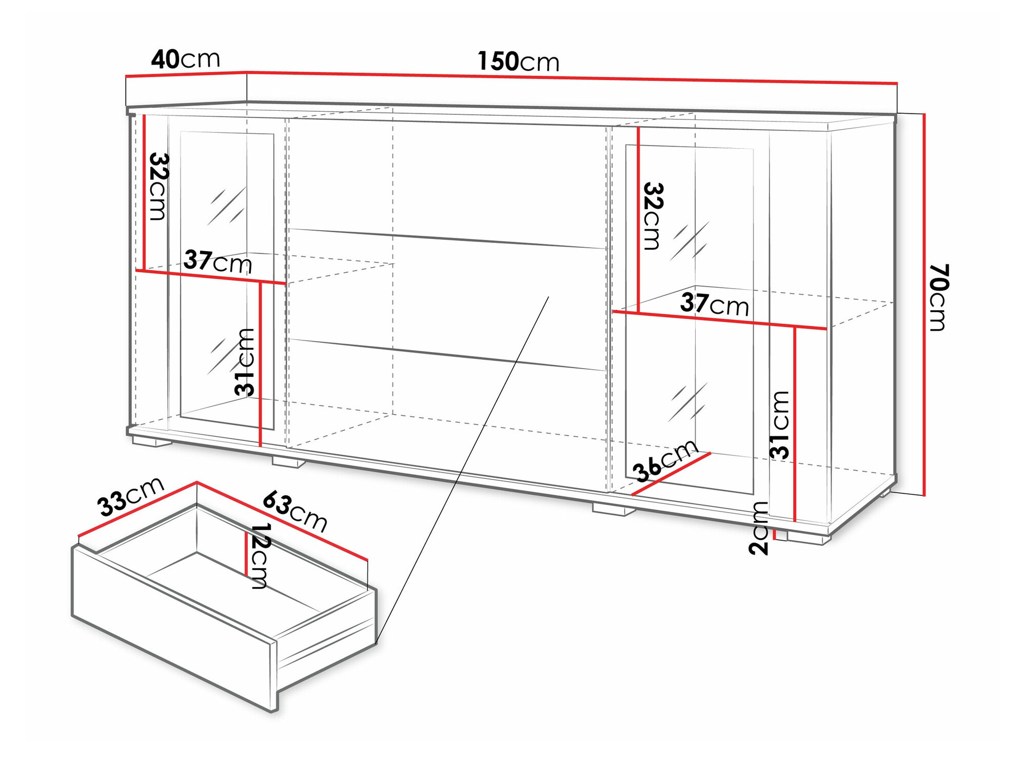Komoda Torcame 101 (Crno)