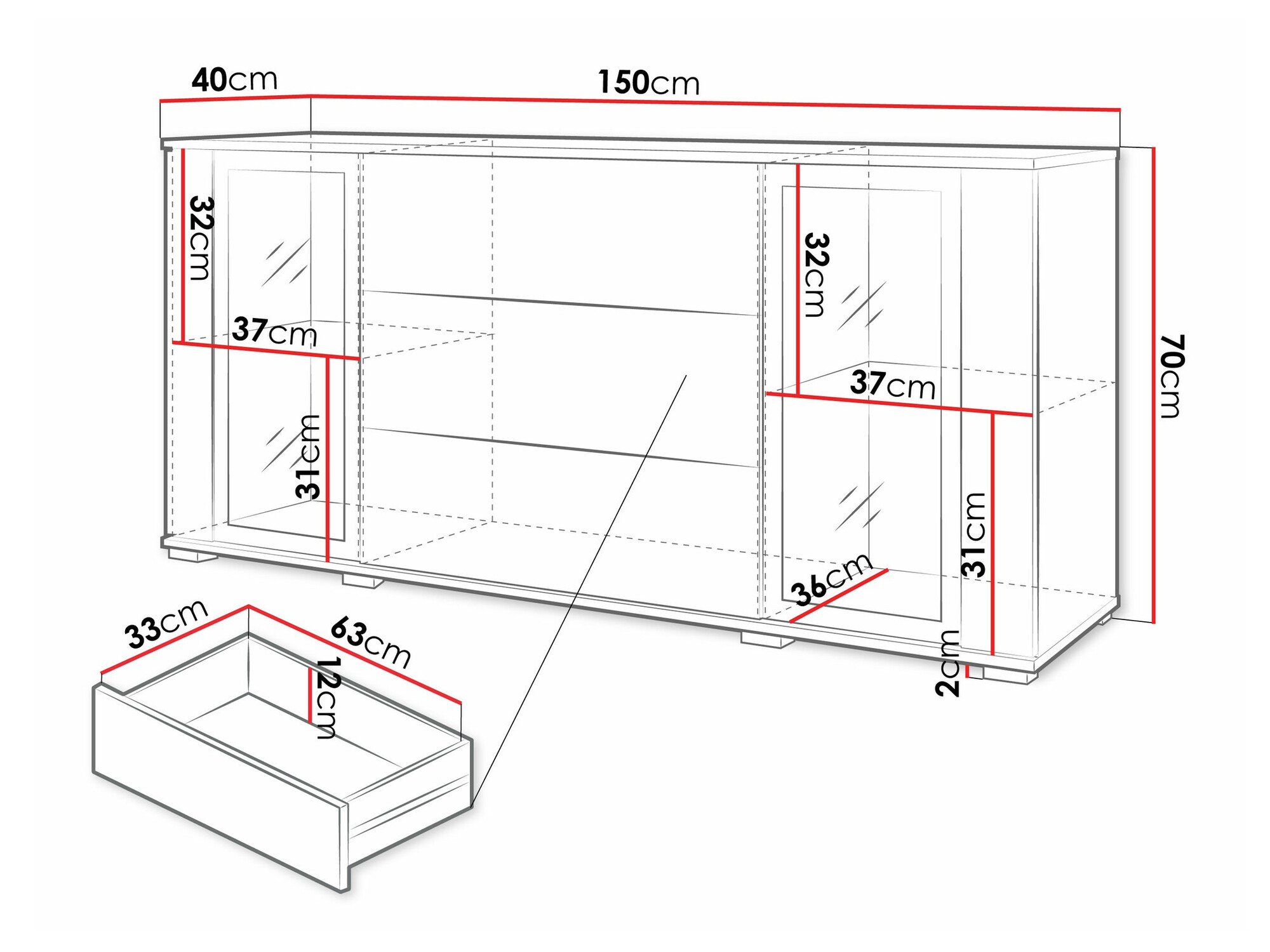 Komoda Torcame 101 (Вотан храст + Sjajno belo)