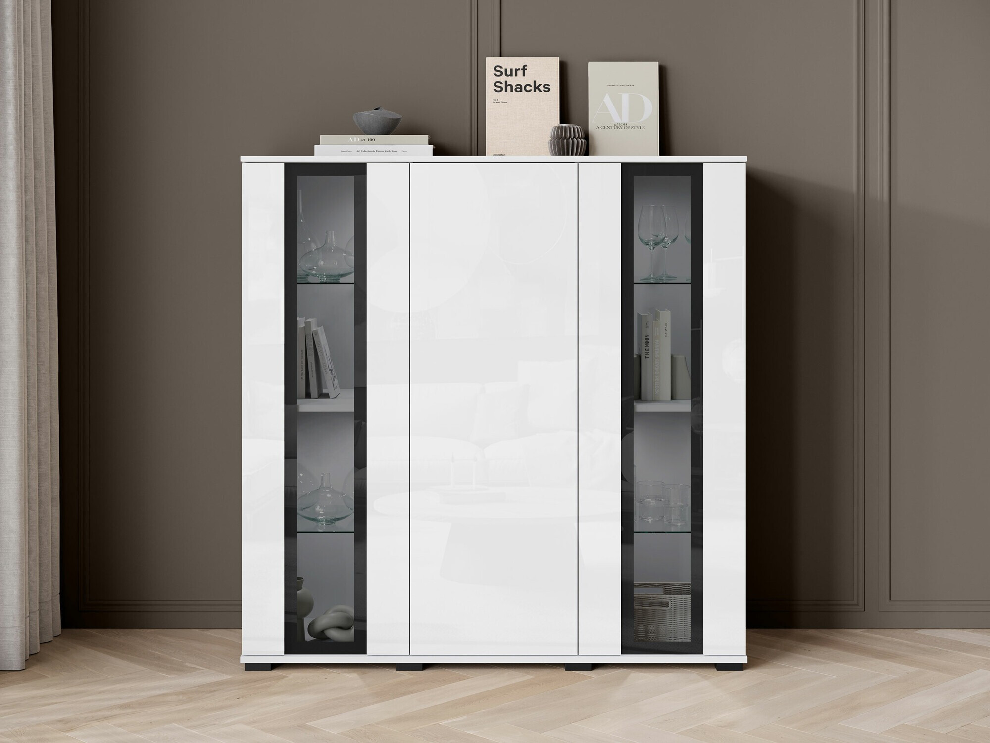 Ormarić Torcame 100 (Belo + Sjajno belo)