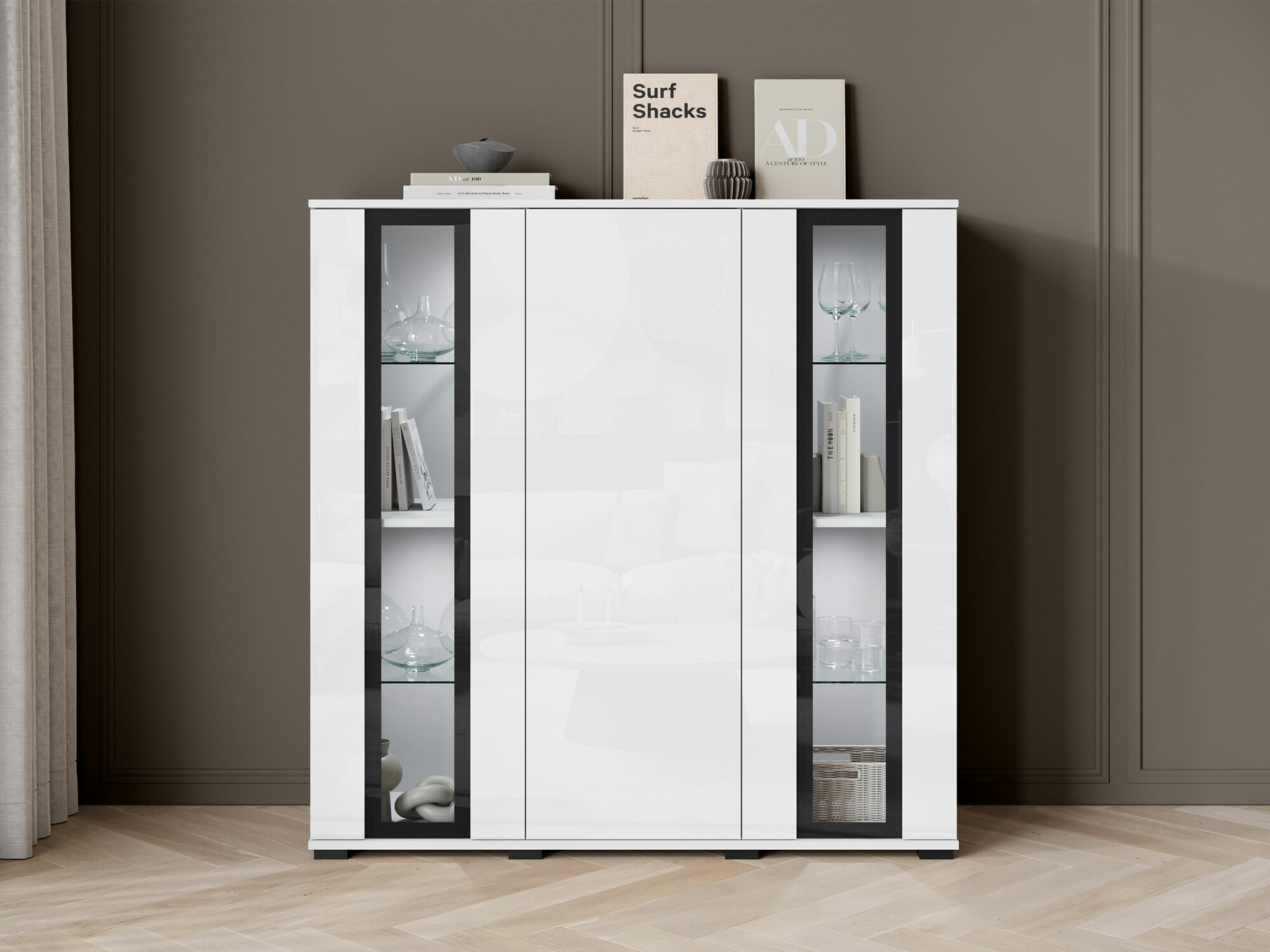 Ormarić Torcame 100 (Belo + Sjajno belo)