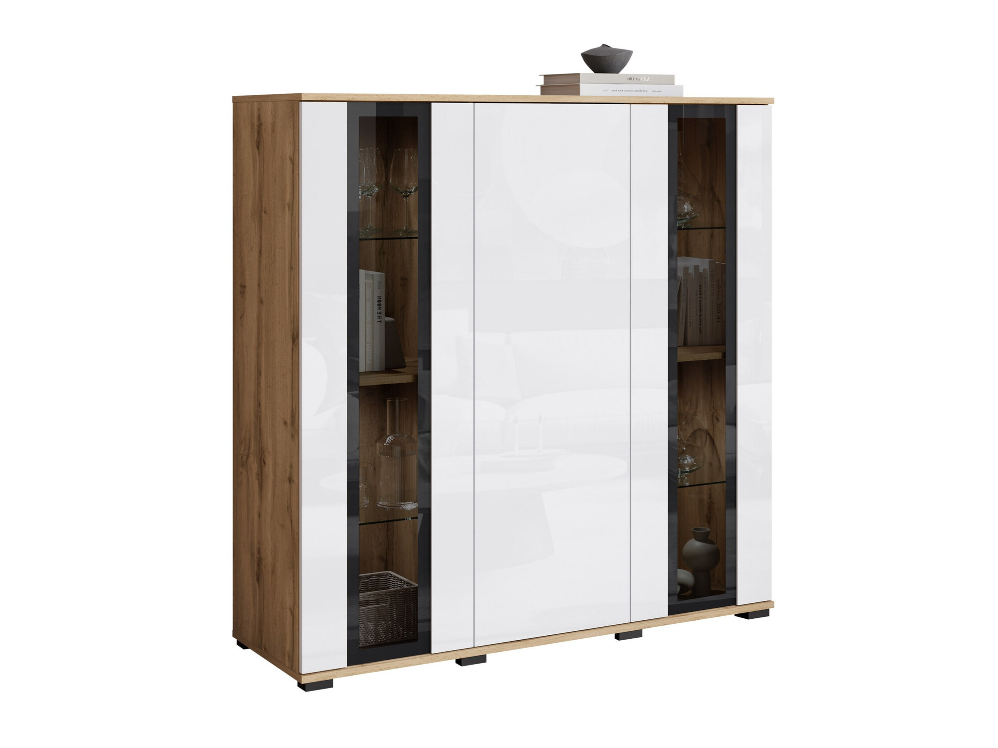 Ormarić Torcame 100 (Вотан храст + Sjajno belo)